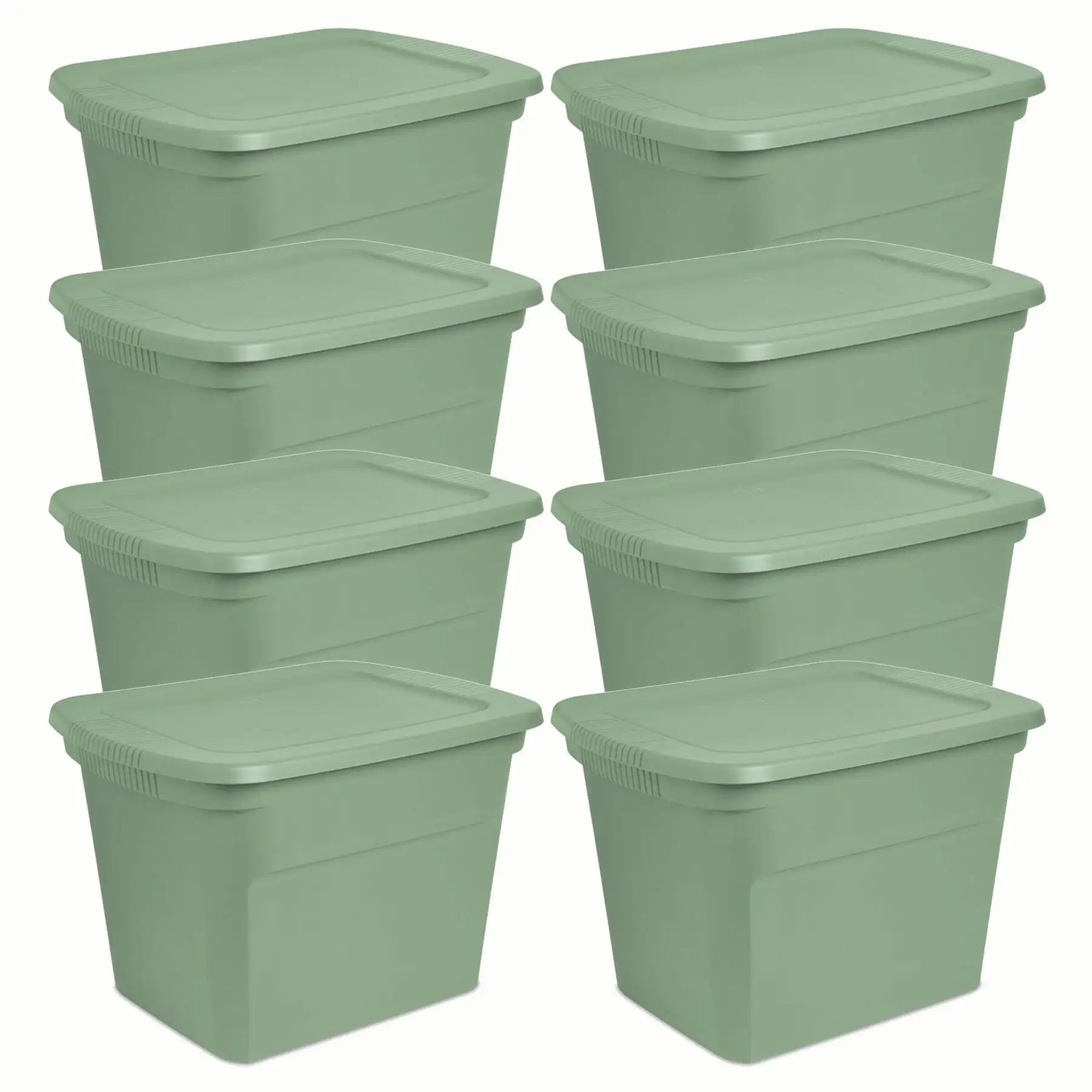 Sterilite 18 Gallon Stackable Storage Tote with Handles, Crisp Green (8 Pack)