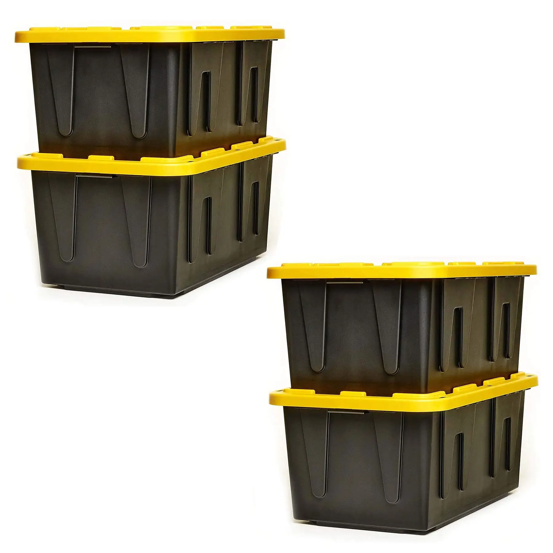 Homz Durabilt Heavy Duty 27 Gallon Plastic Organizer Storage Bin Tote (2 Pack)