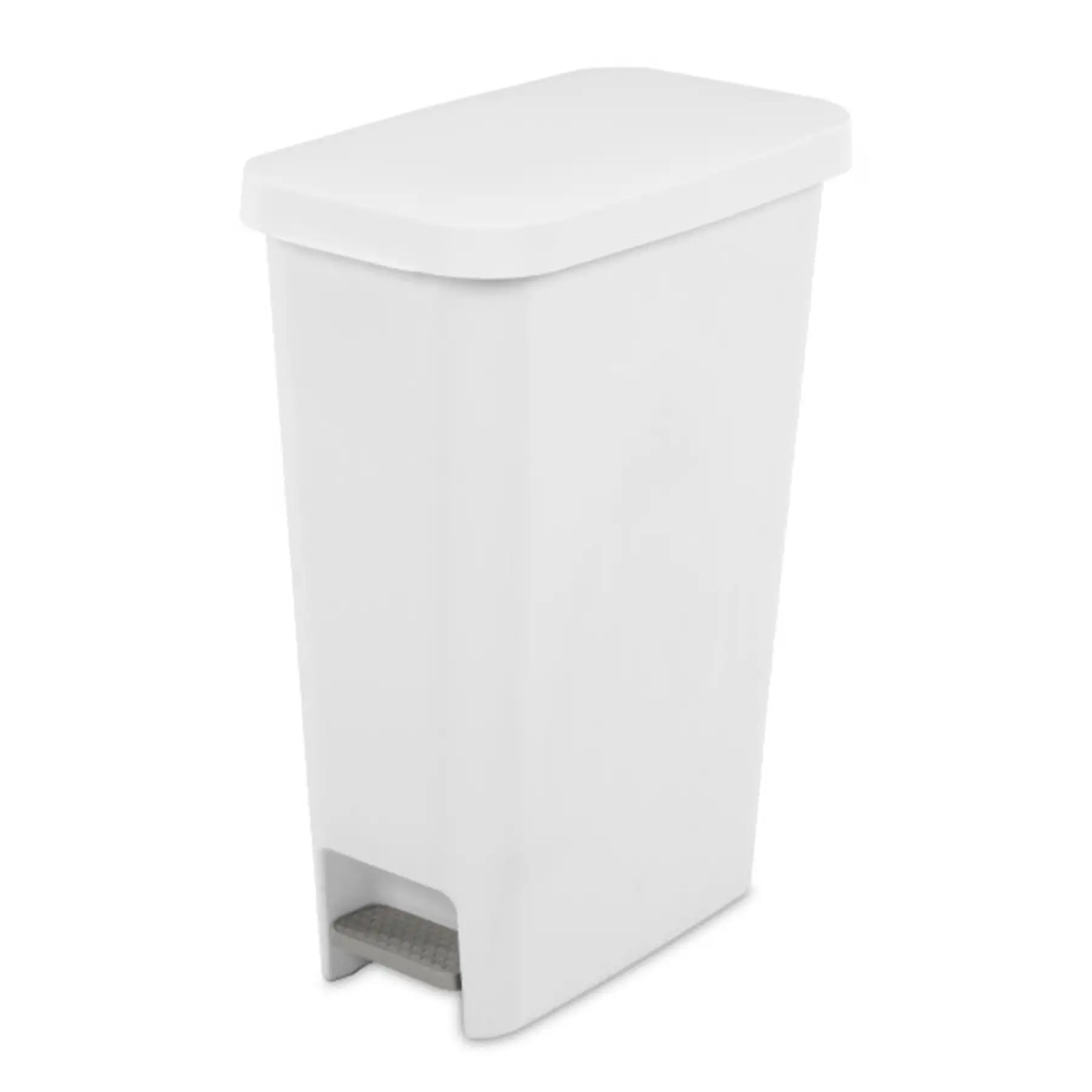 Sterilite 11 Gal. Slim Handsfree Portable Wastebasket Trash Can, White (12 Pack)