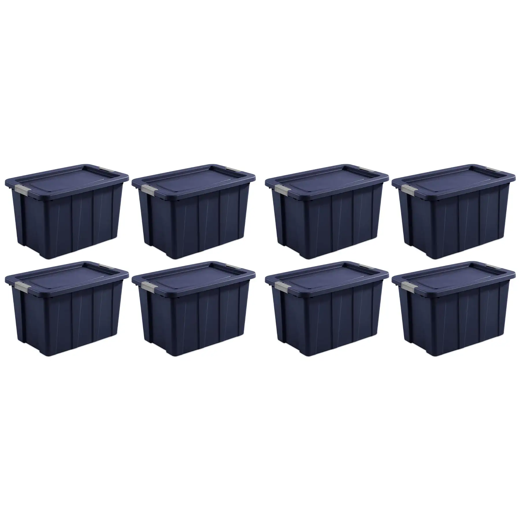 Sterilite Tuff1 30 Gallon Plastic Storage Tote Bin w/Latching Lid, Blue (8 Pack)