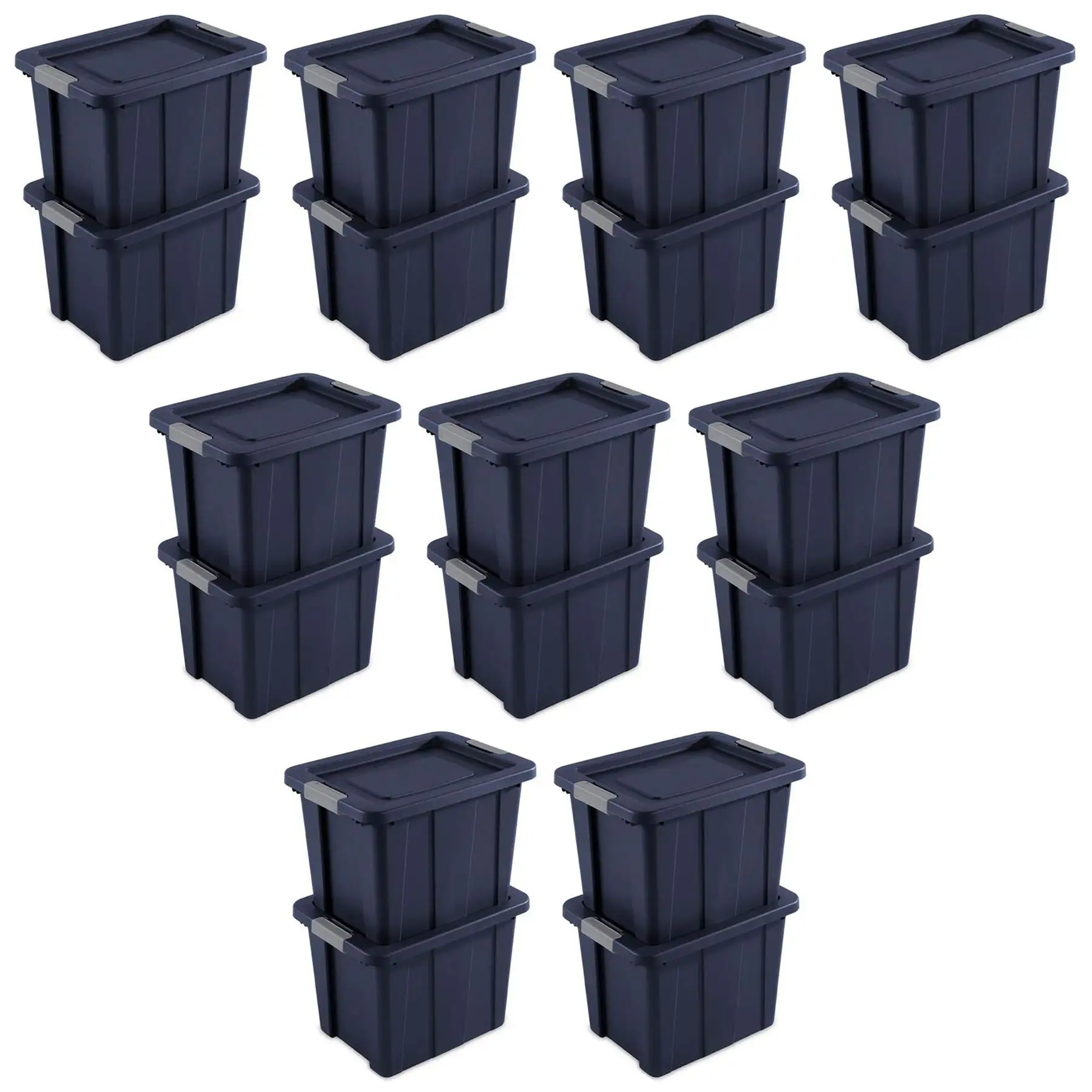 Sterilite Tuff1 18 Gal Plastic Storage Tote Bin w/ Latching Lid, Blue (18 Pack)