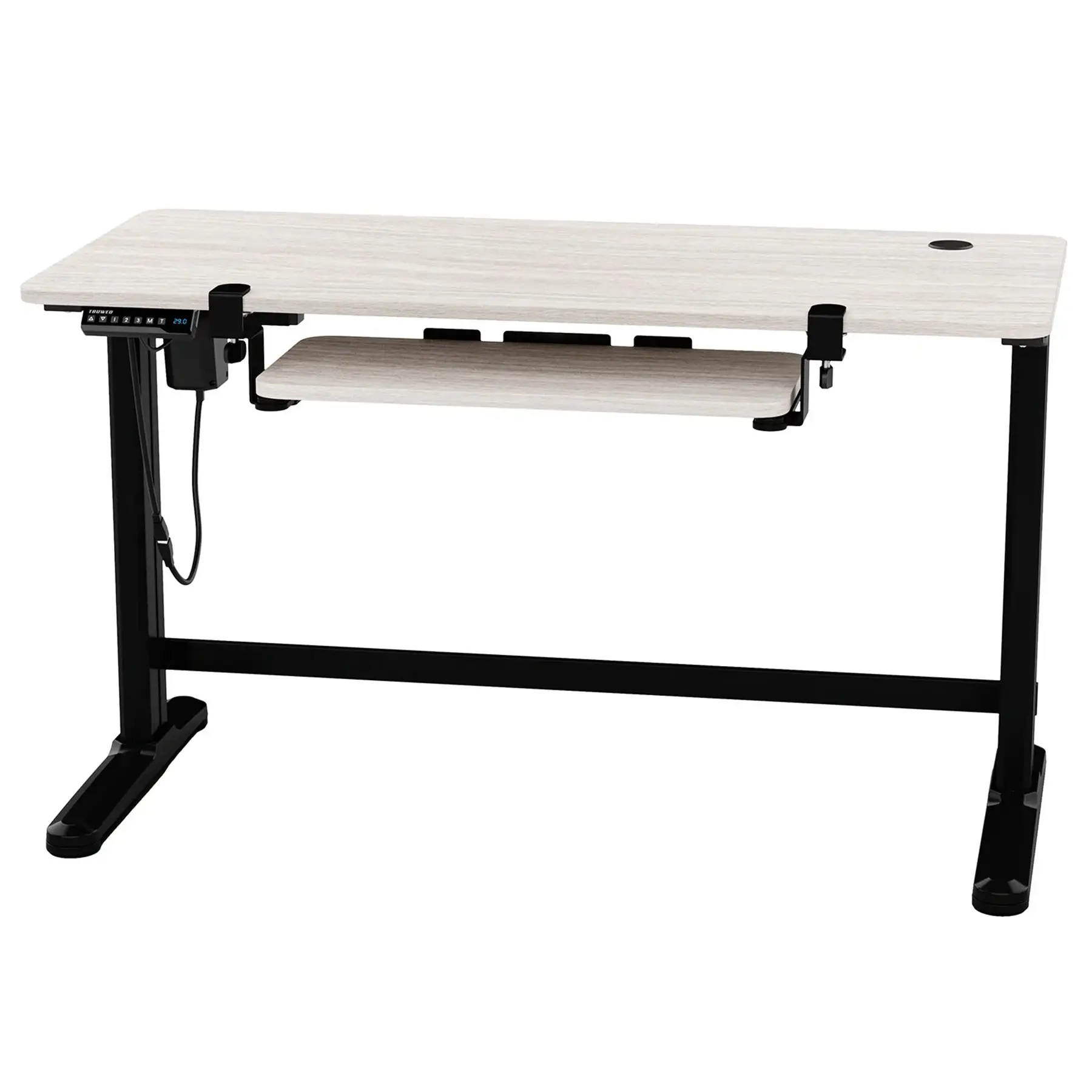 Truweo Adjustable Electric Standing Desk Tabletop w/Sliding Keyboard Tray, Gray