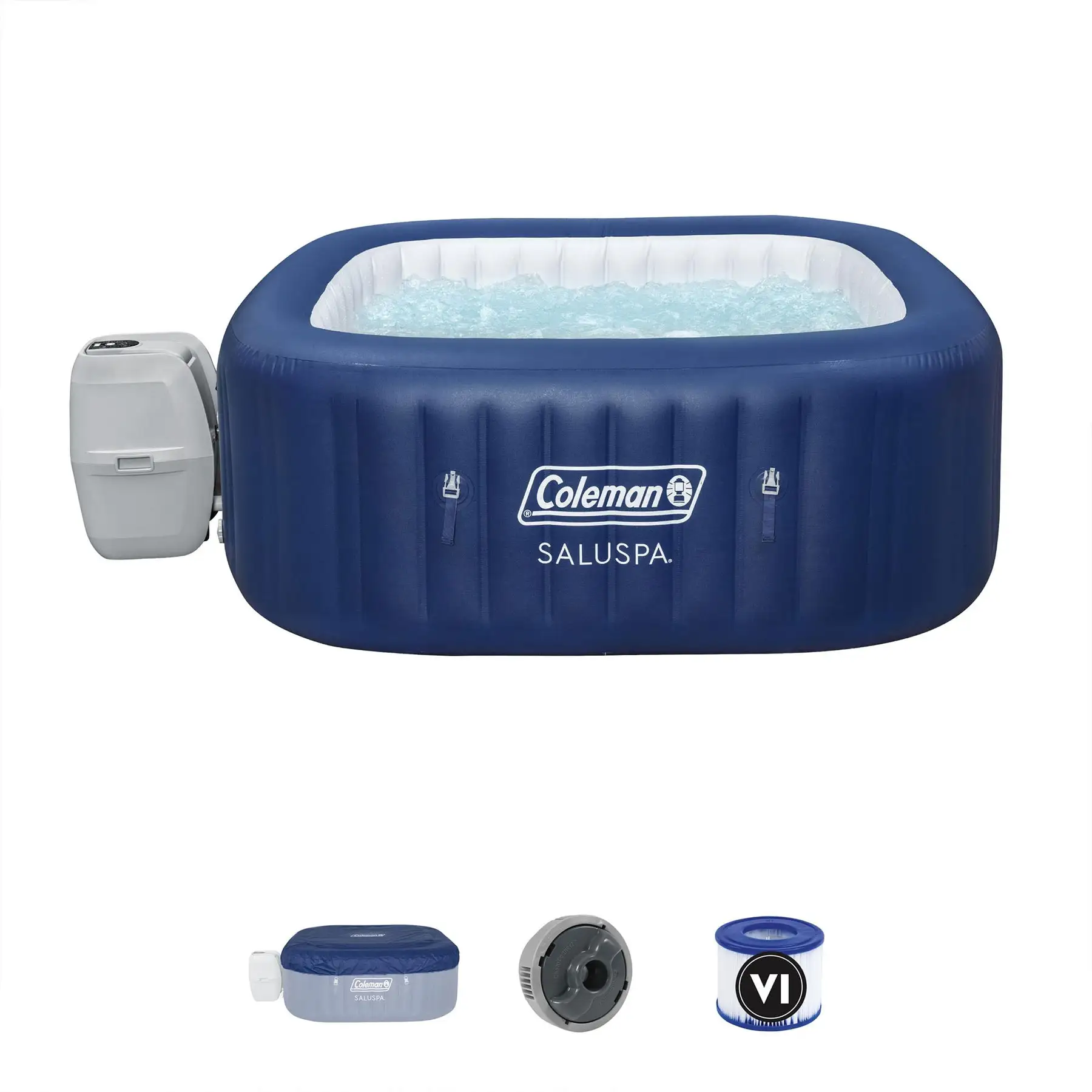 Bestway Coleman Hawaii AirJet Inflatable Hot Tub with EnergySense Cover, Blue