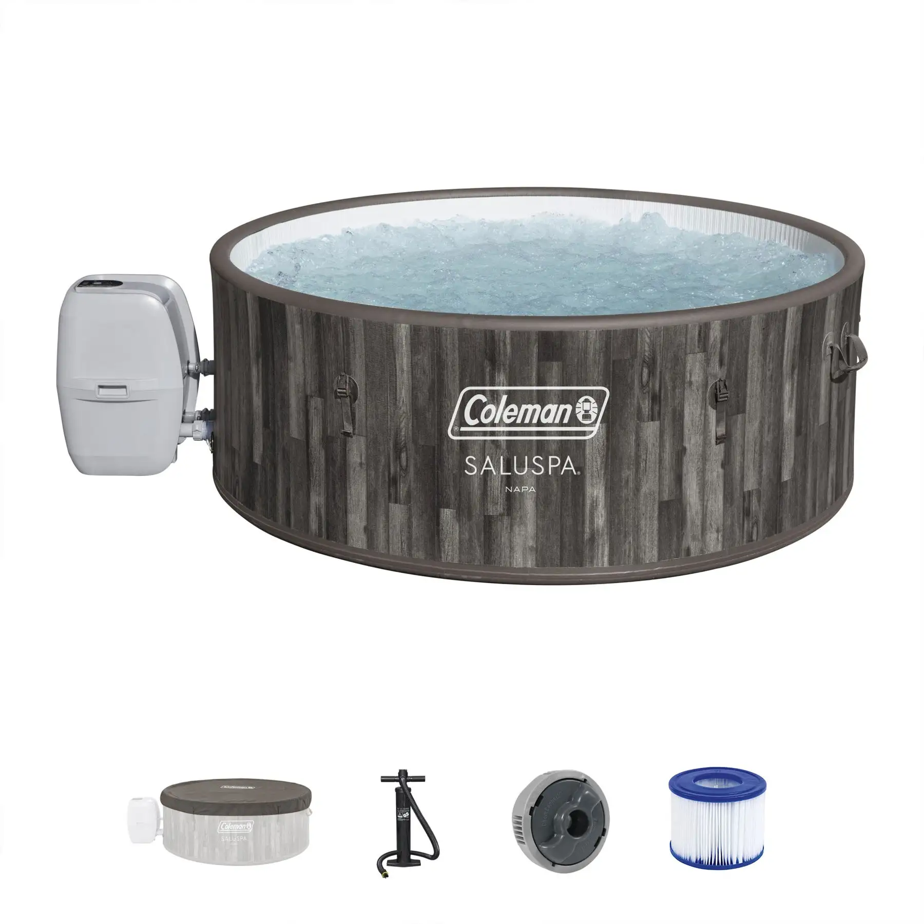 Bestway Coleman Napa AirJet Inflatable Hot Tub with EnergySense Cover, Brown