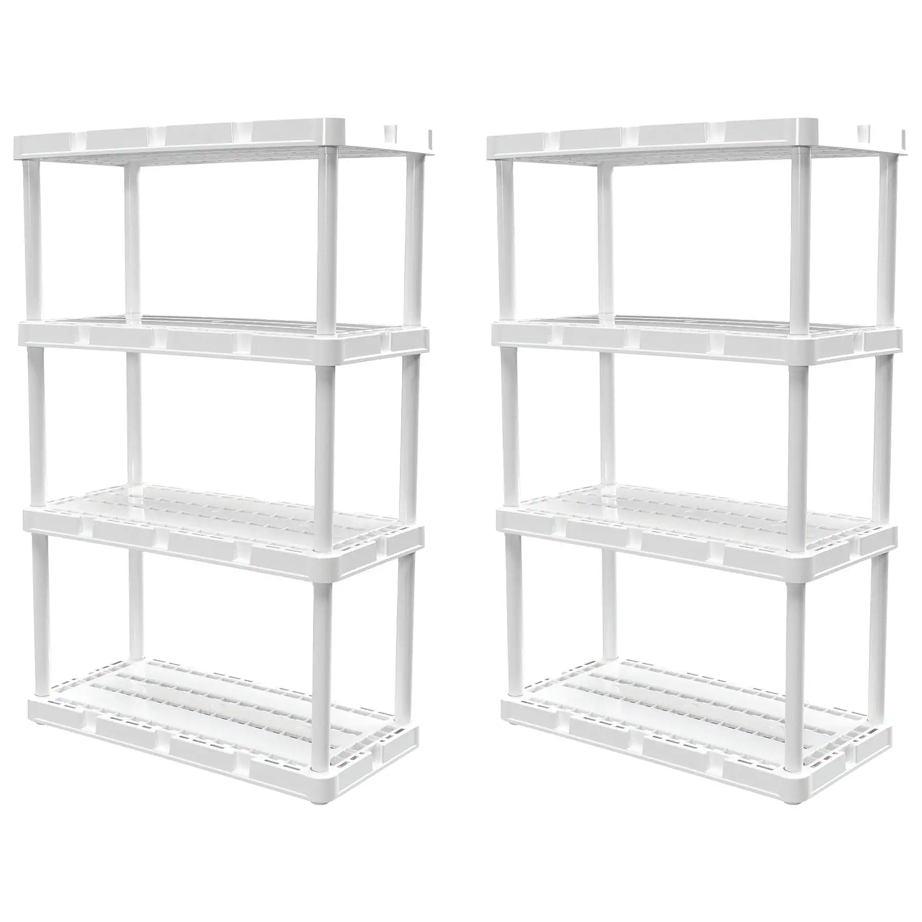 Gracious Living 4 Shelf Knect-A-Shelf Ventilated Storage Unit, White (2 Pack)