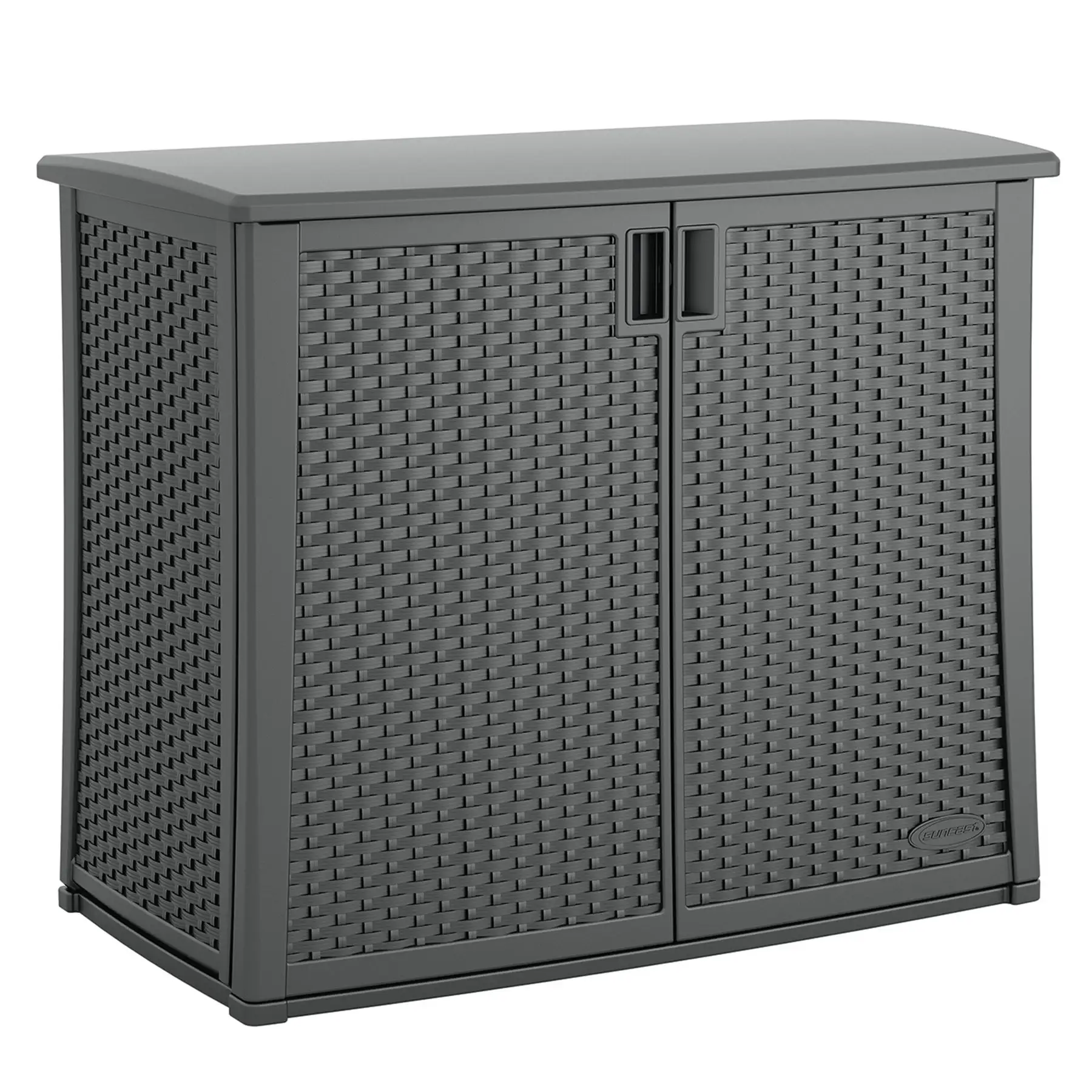 Suncast Lockable Outdoor Cabinet Deck Storage Box w/ Adjustable Shelf, Cool Gray