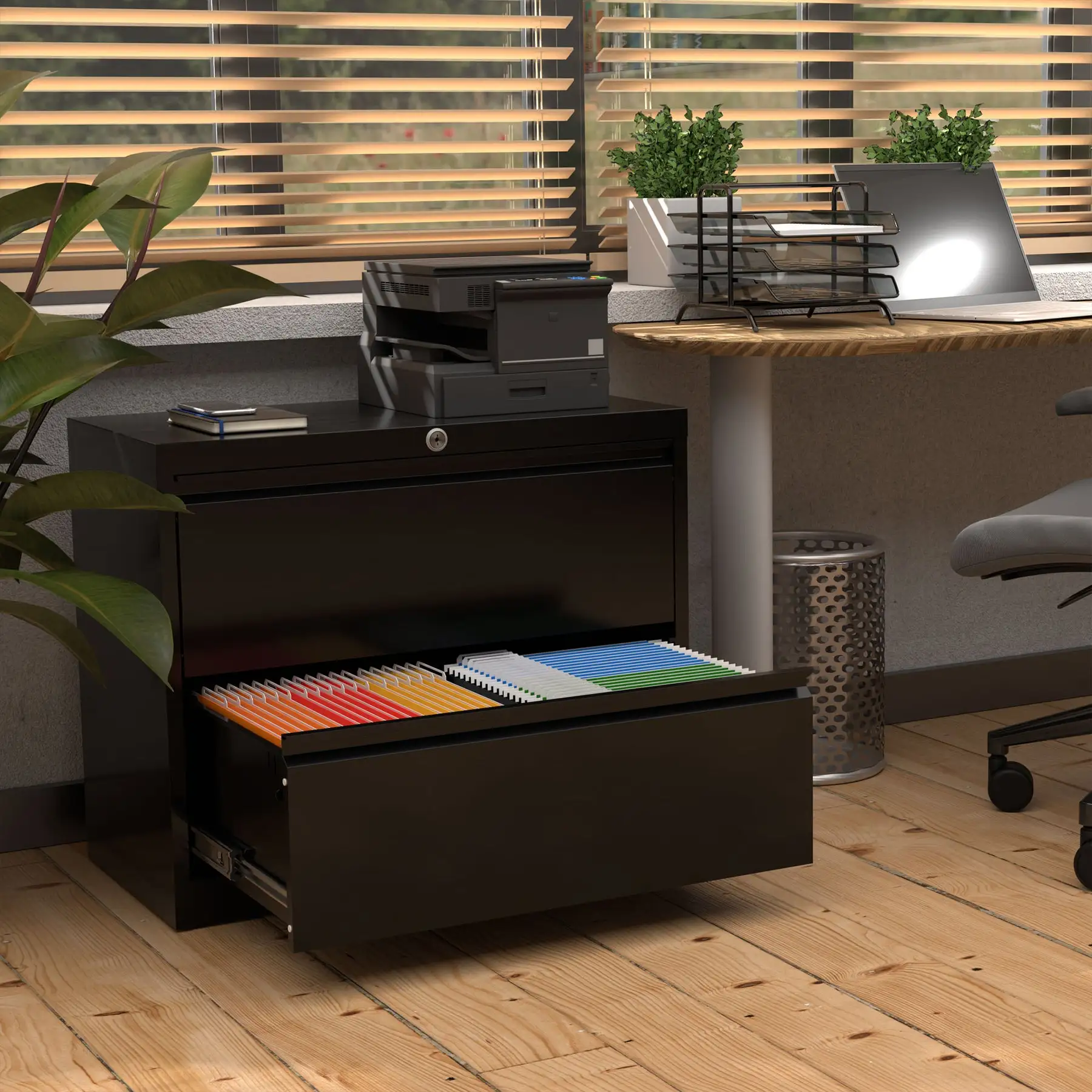 AOBABO 35 Inch Locking 2 Drawer Metal Office Storage Filing Cabinet ...