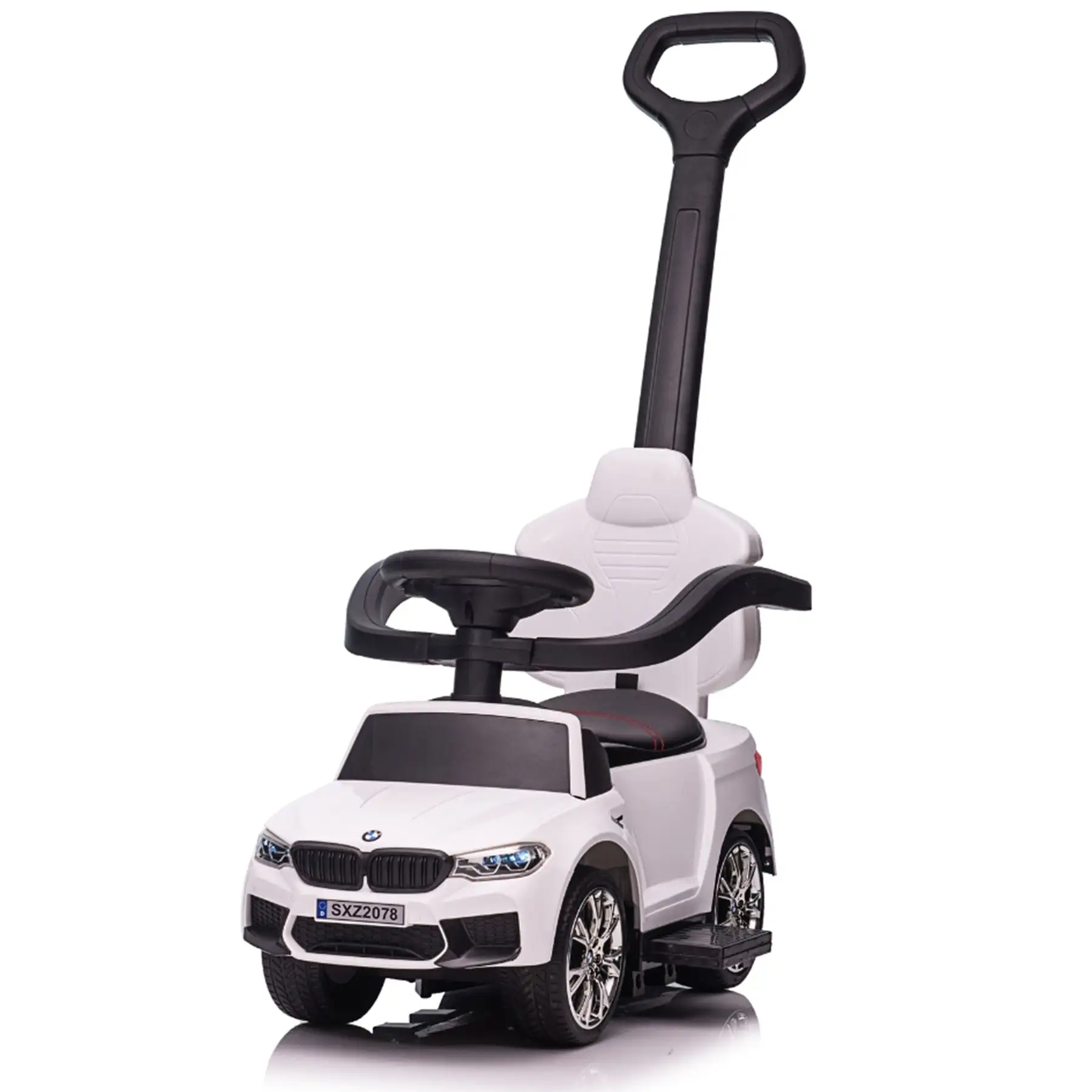 Best Ride On Cars BMW 4 in 1 Ride On Push Car w/ Control Bar & LED Lights, White