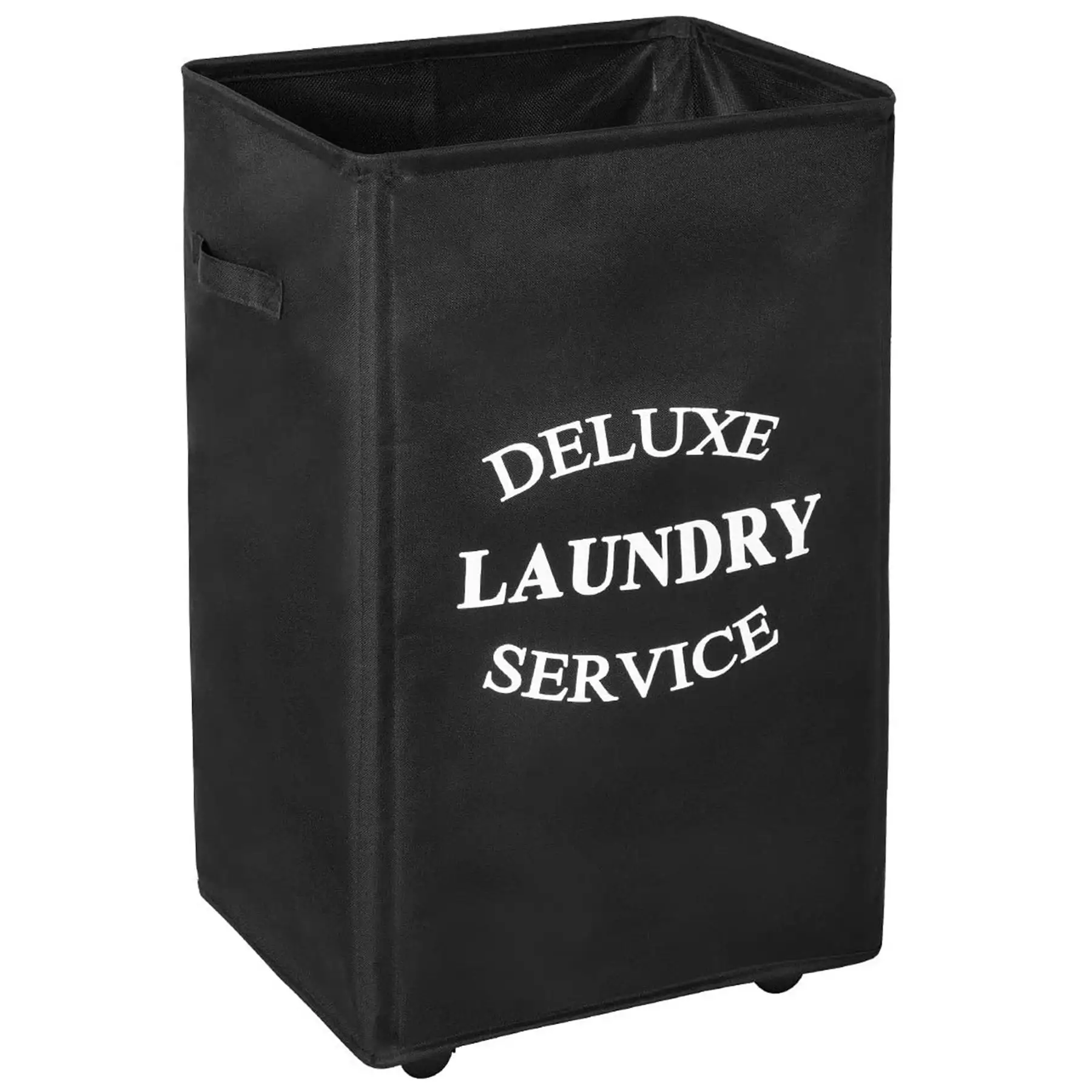 WOWLIVE 90L Foldable Rectangular Deluxe Laundry Service Rolling Basket, Black