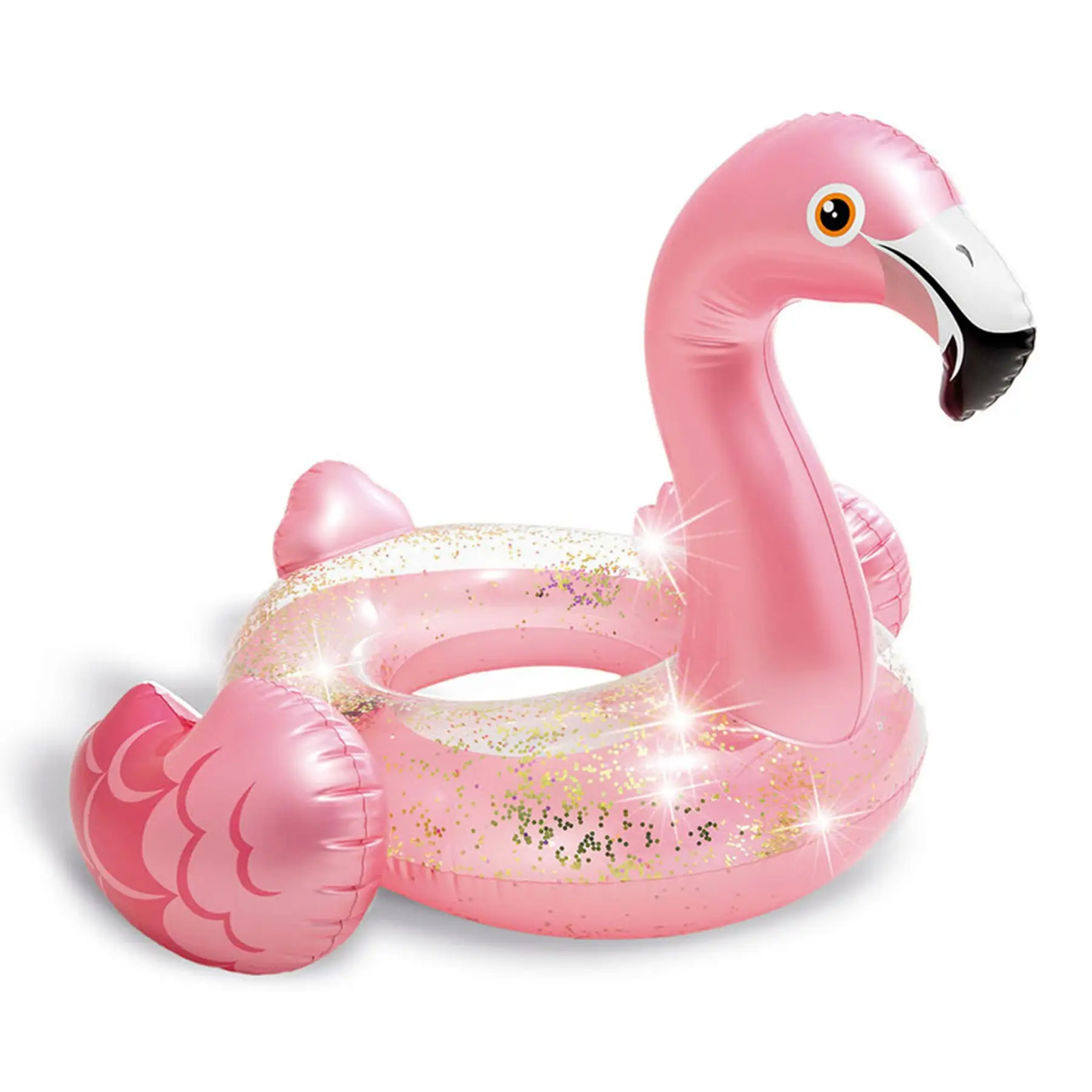 Intex Sparkling Glitter Filled 12 Gauge Vinyl Flamingo Inflatable Pool Swim Tube