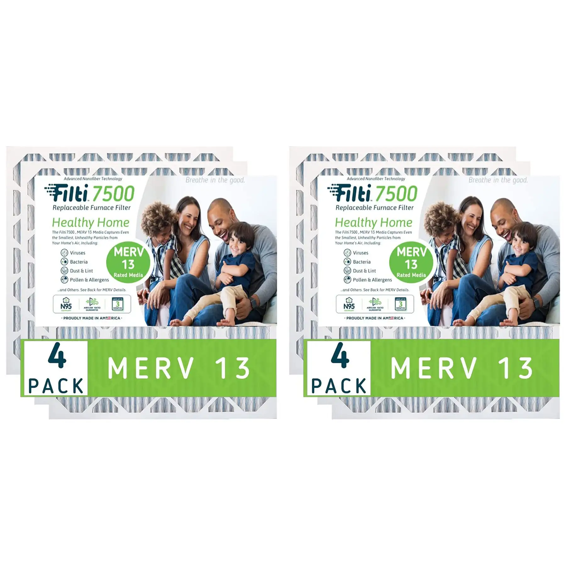 Filti 7500 20 x 30 Inch Pleated Home HVAC Furnace MERV 13 Air Filter (8 Pack)