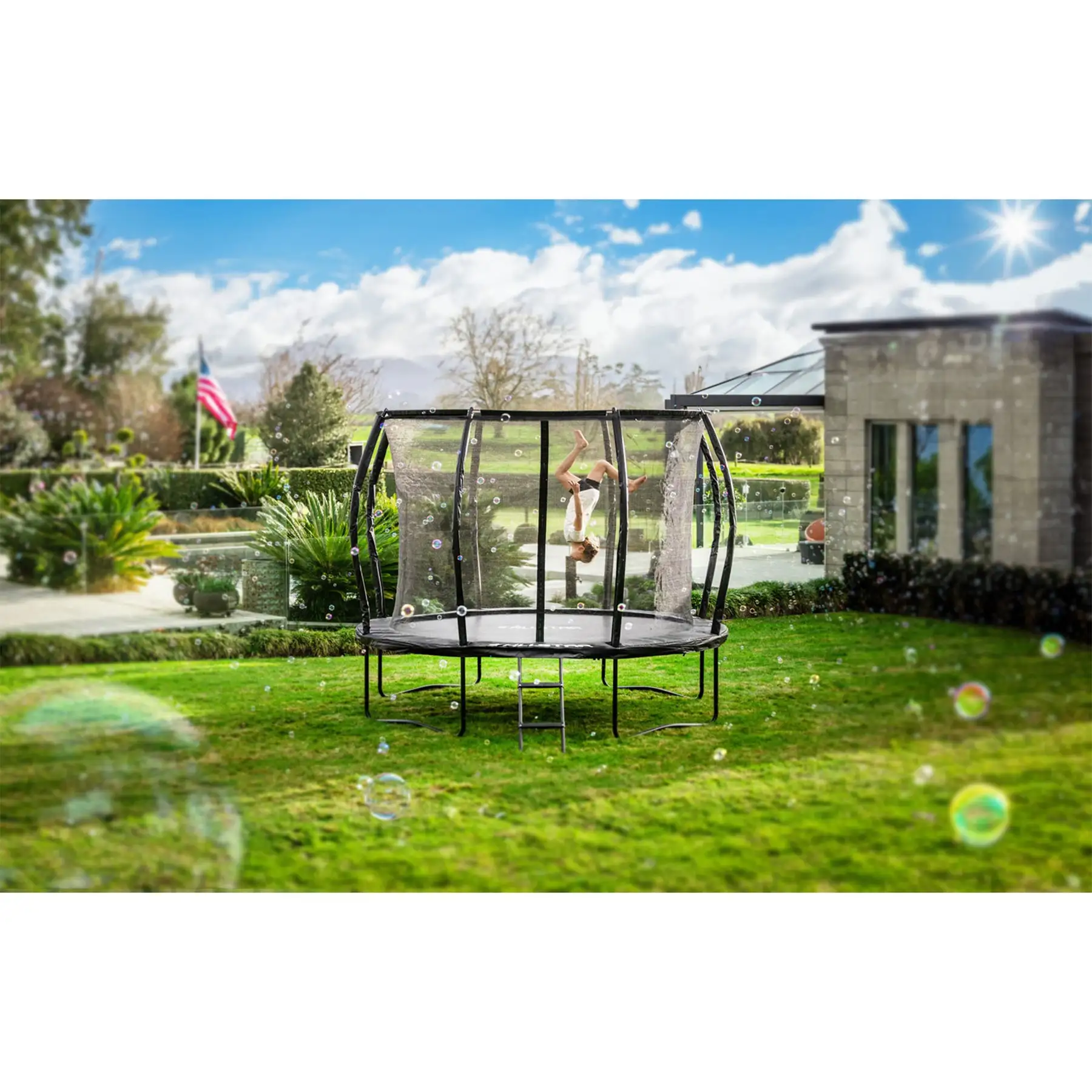 ALLSTAR 10' Trampoline for Kids Outdoor Backyard Play Equipment w/ Net & Ladder - Image 4