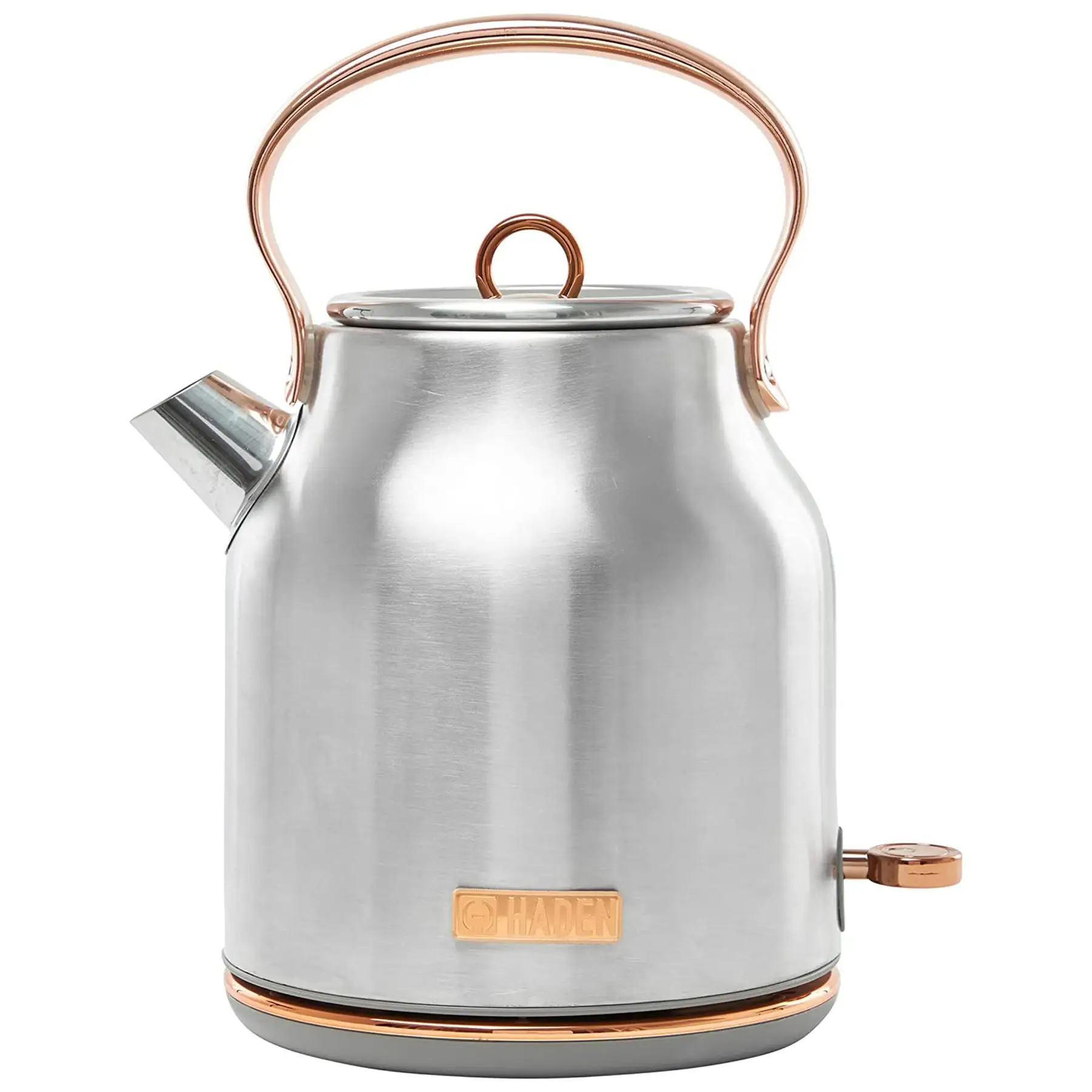 Haden Heritage 1.7 Liter Stainless Steel Electric Water Kettle, Steel & Copper