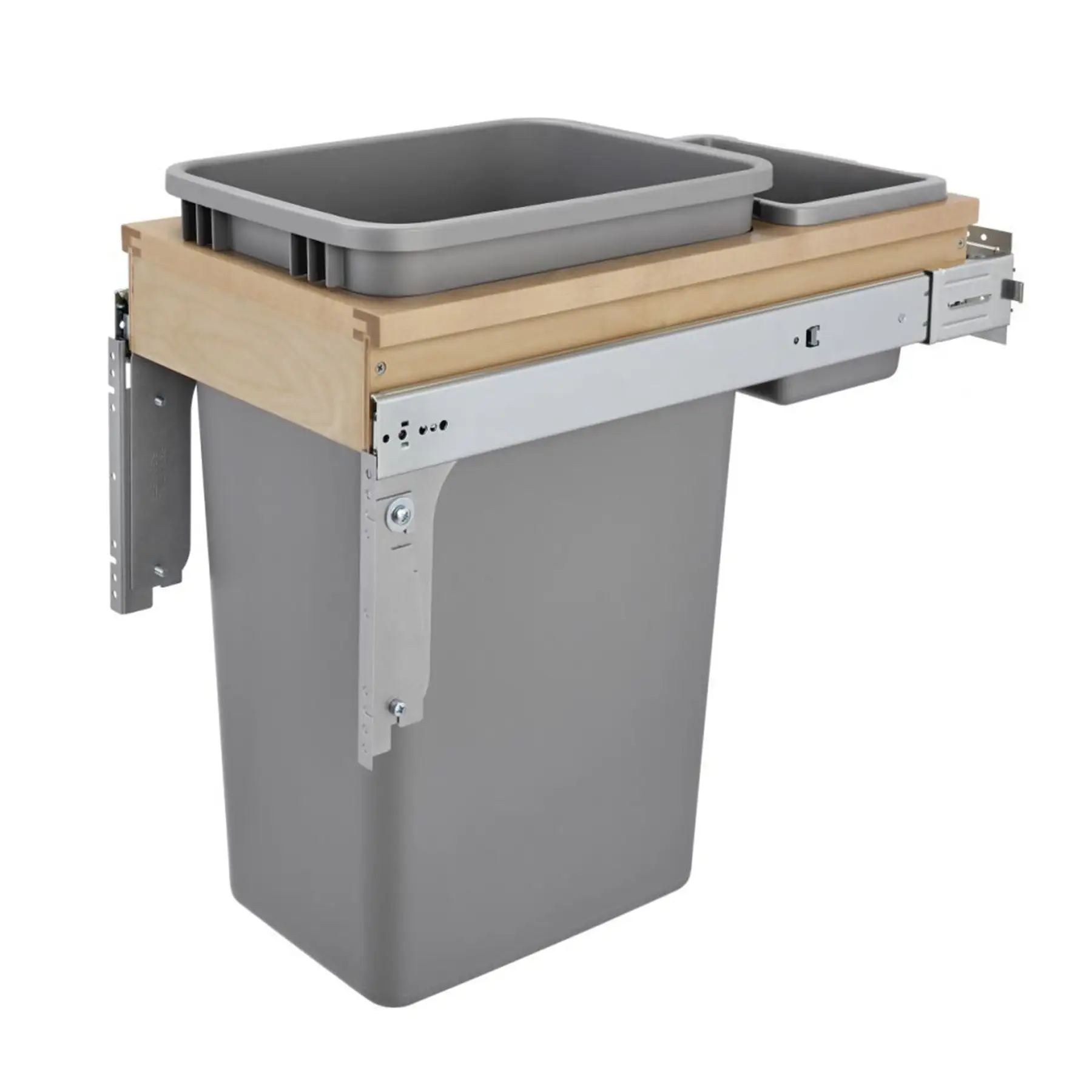 Rev-A-Shelf Pullout Top Mount Trash Can w/ Soft-close, 50 qt., 4WTCM-1550BBSCDM-1