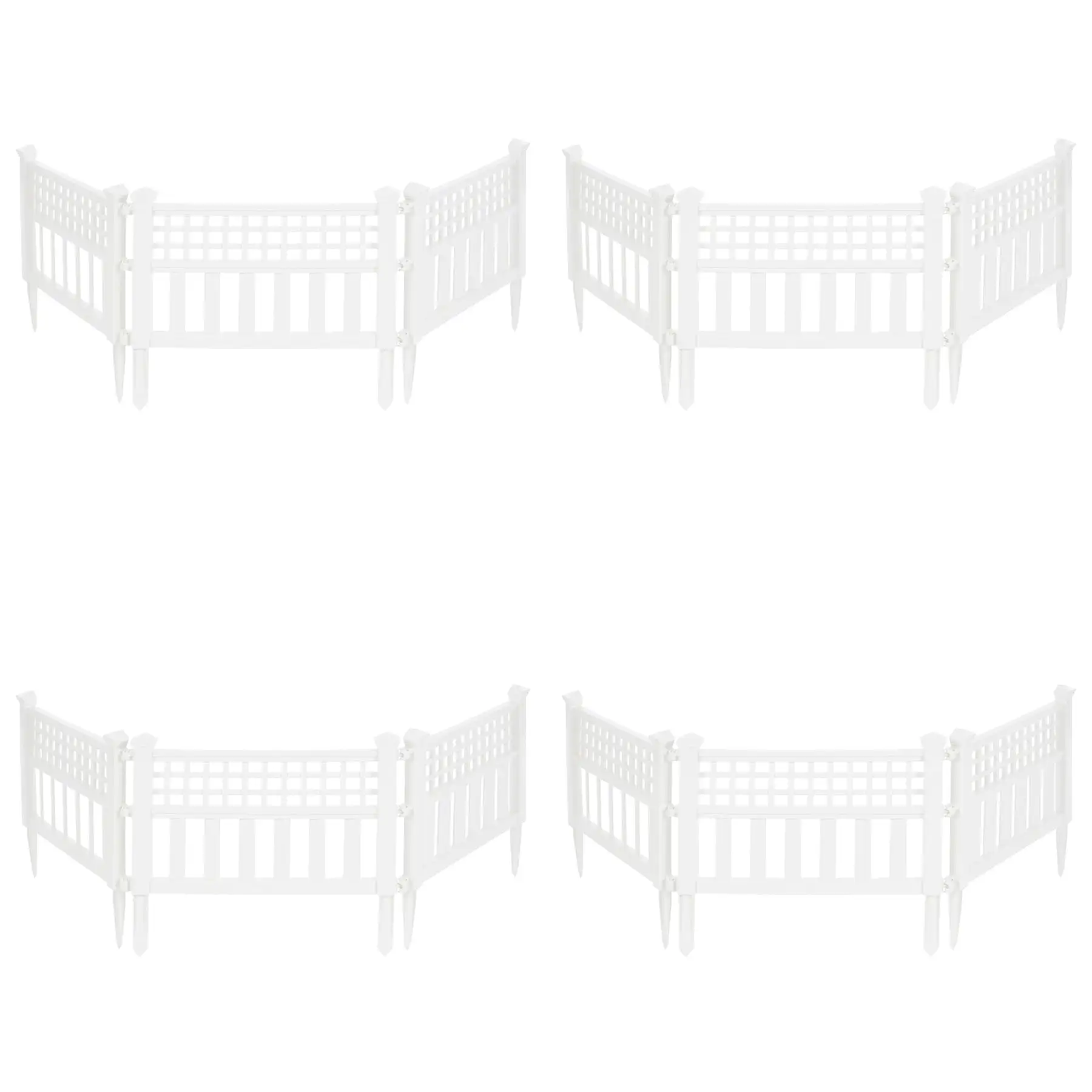 Suncast Grand View 14.5 x 24 Inch Yard Garden Border Fence Panel, White (4 Pack)