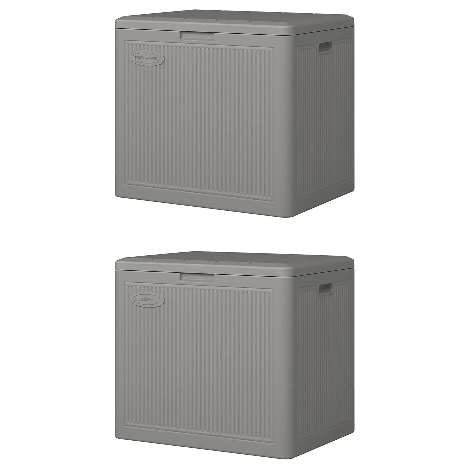 Suncast 22 Gallon Indoor Outdoor Small Patio Deck Storage Box, Stoney (2 Pack)