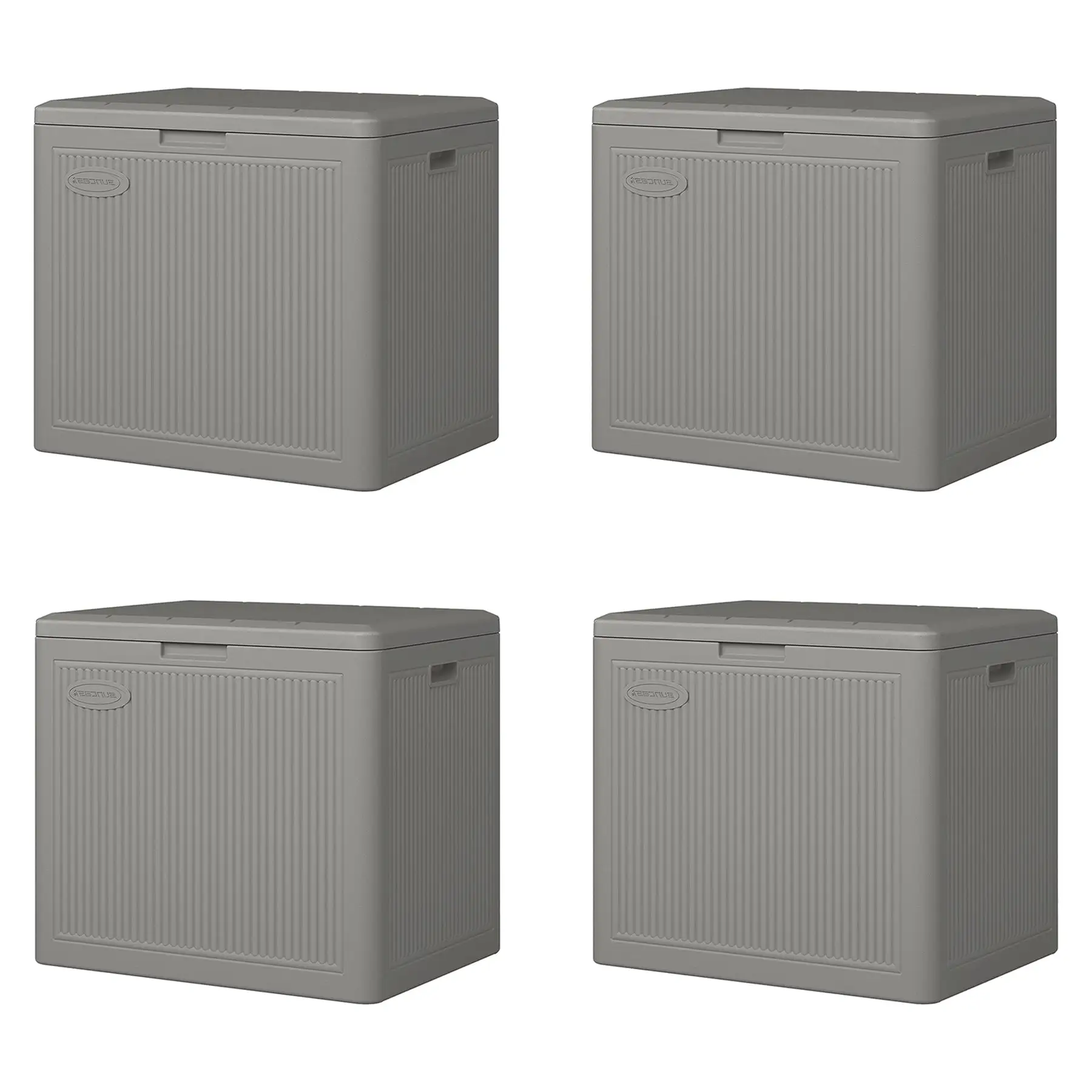 Suncast 22 Gallon Indoor Outdoor Small Patio Deck Storage Box, Stoney (4 Pack)