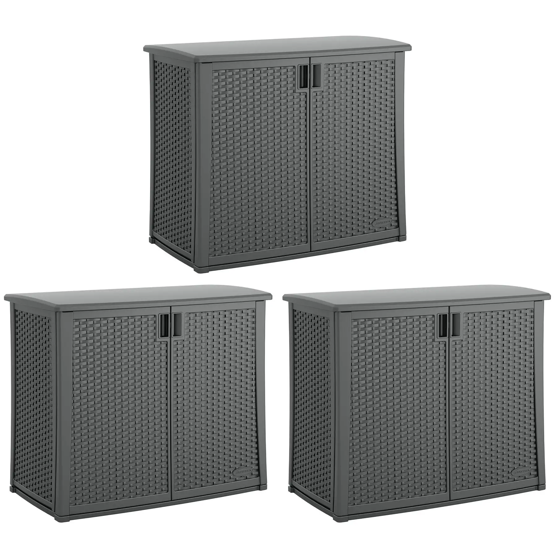 Suncast Lockable Outdoor Cabinet Deck Storage Box w/ Adjustable Shelf (3 Pack)