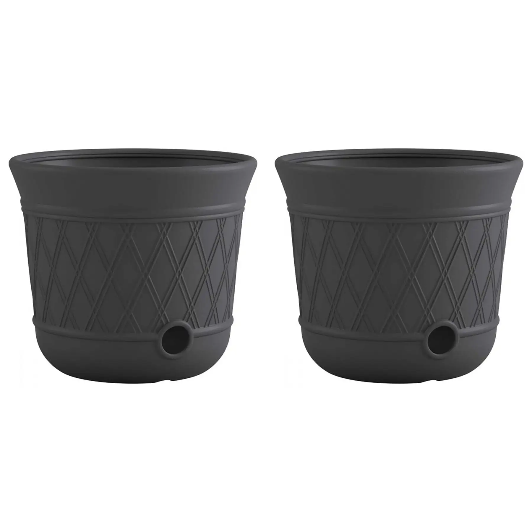 Suncast 14 x 12 Inch Decorative Hideaway Garden Hose Storage Pot, Gray (2 Pack)