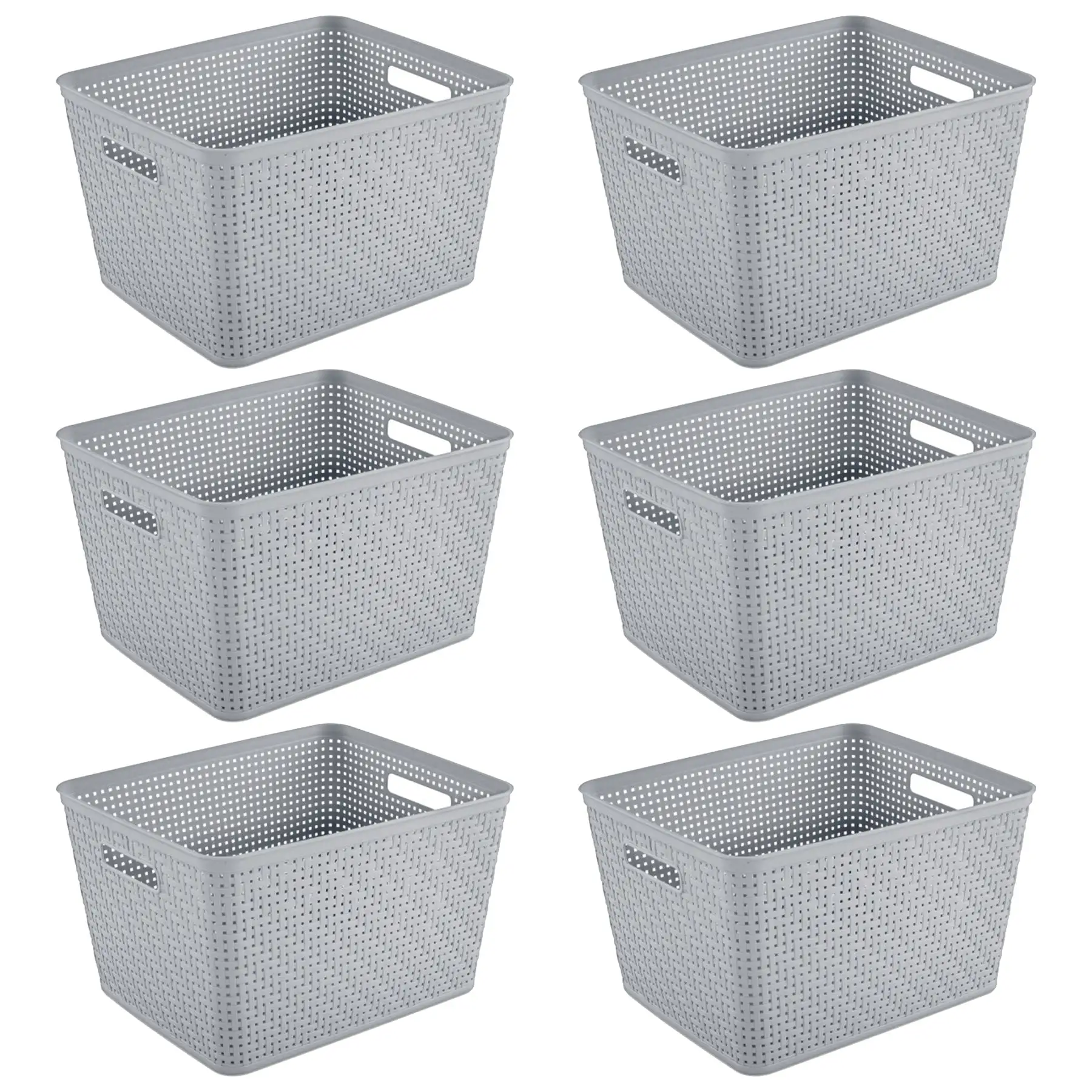 Sterilite 14"Lx8"H Woven Rectangular Tall Basket for Home Organization (6 Pack)