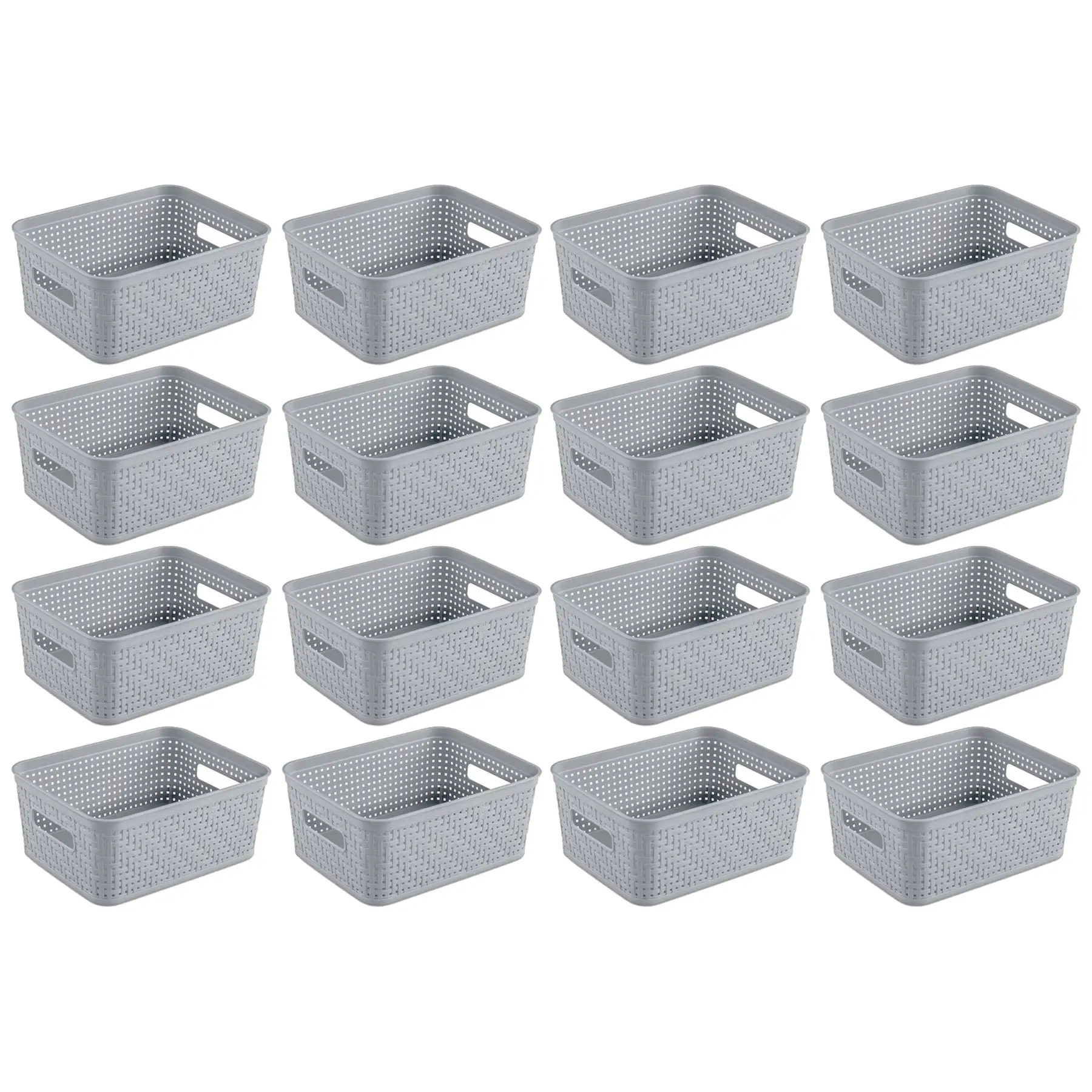 Sterilite 10x8x4.25 In Rectangular Short Basket for Home Organization (16 Pack)