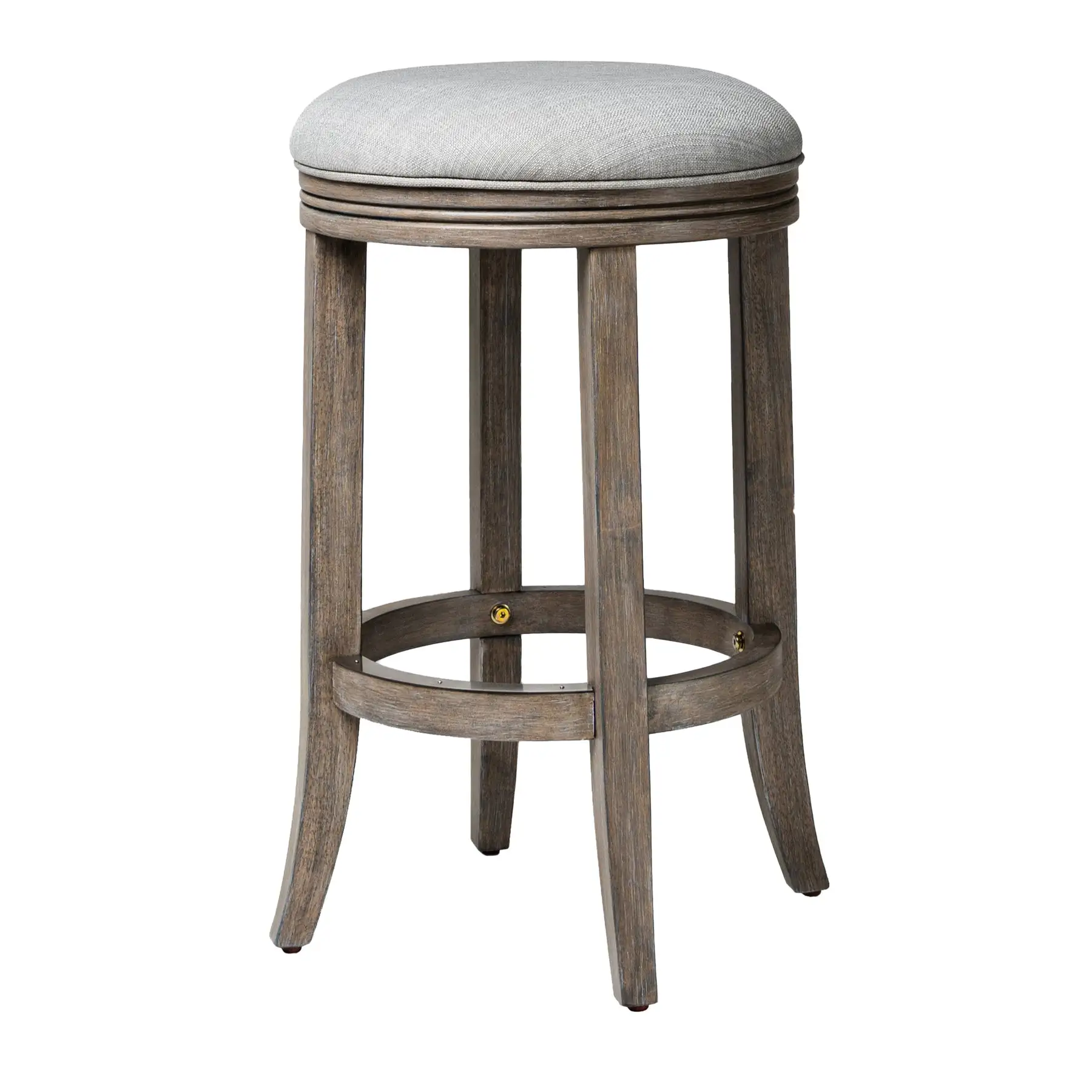 Maven Lane Eva Counter Stool in Reclaimed Oak Finish w/ Ash Grey Fabric Upholstery