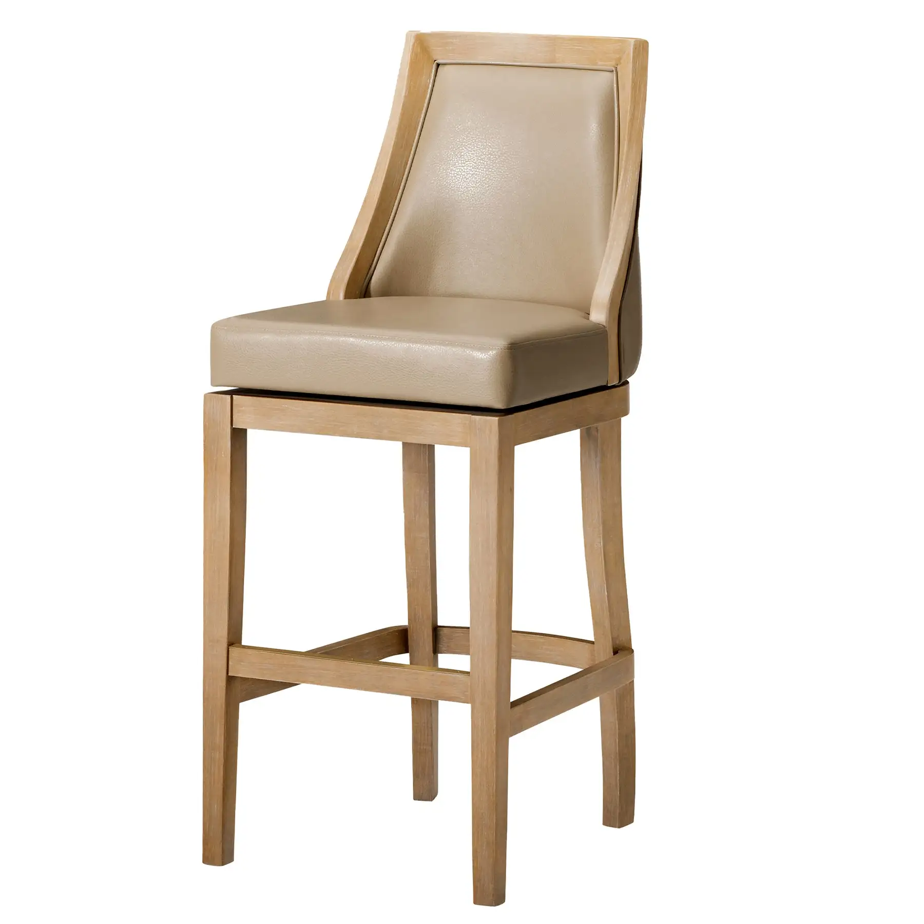 Maven Lane Vienna Bar Stool in Weathered Oak Finish w/ Avanti Bone Vegan Leather