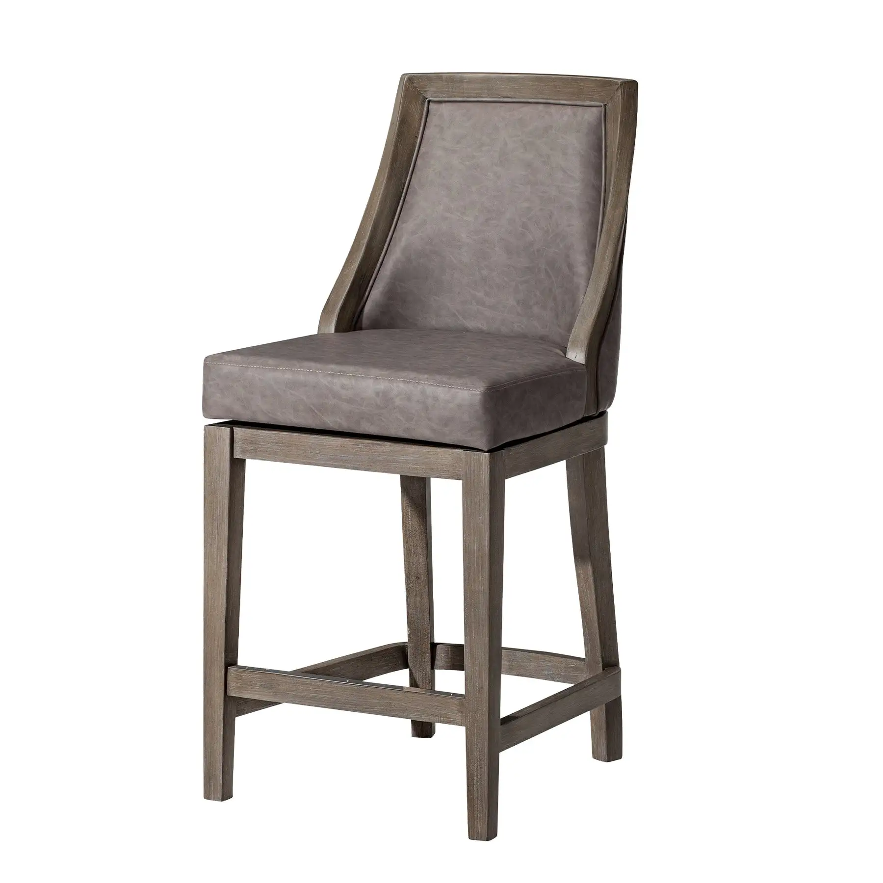 Maven Lane Vienna Counter Stool, Reclaimed Oak Finish w/ Ronan Stone Vegan Leather