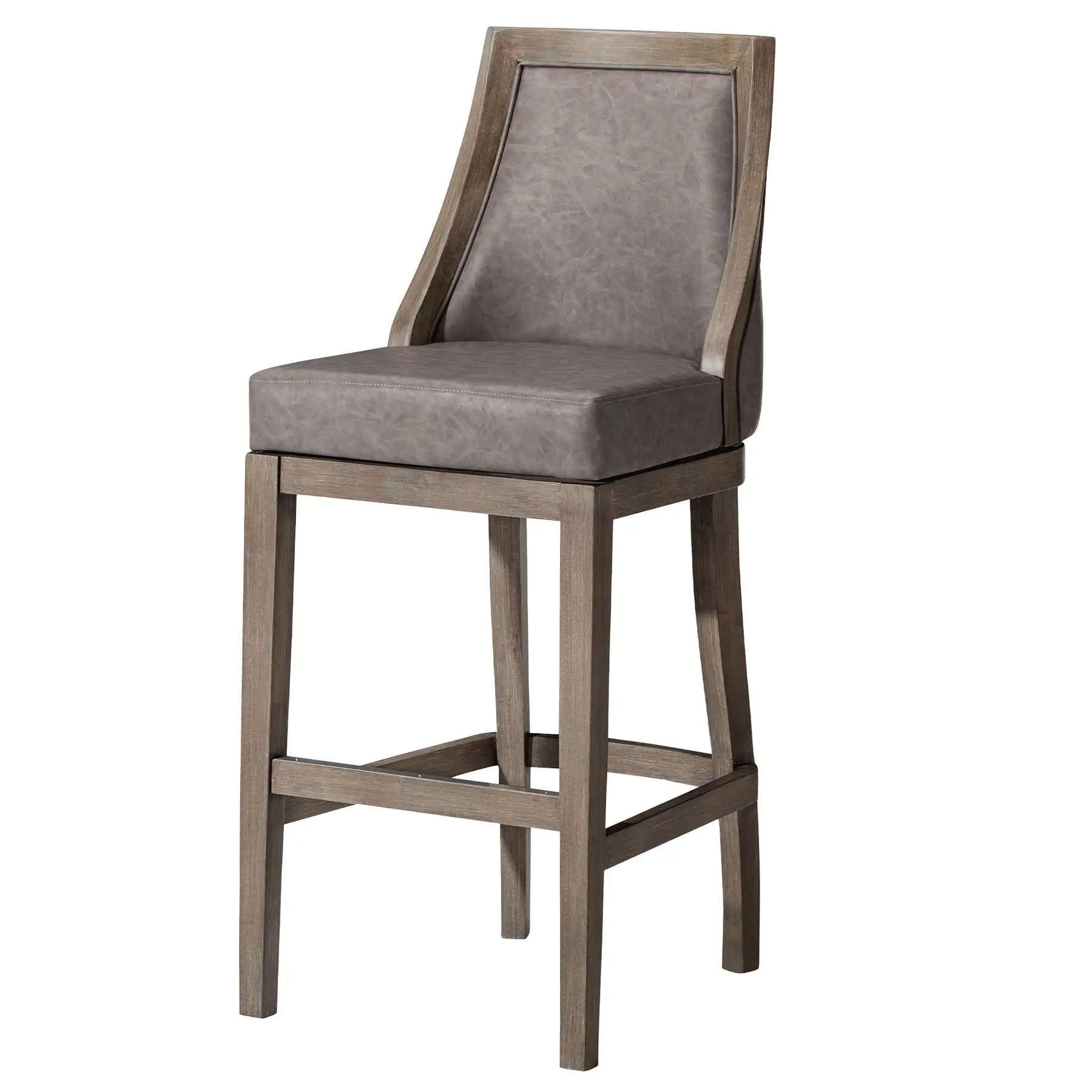 Maven Lane Vienna Bar Stool in Reclaimed Oak Finish w/ Ronan Stone Vegan Leather