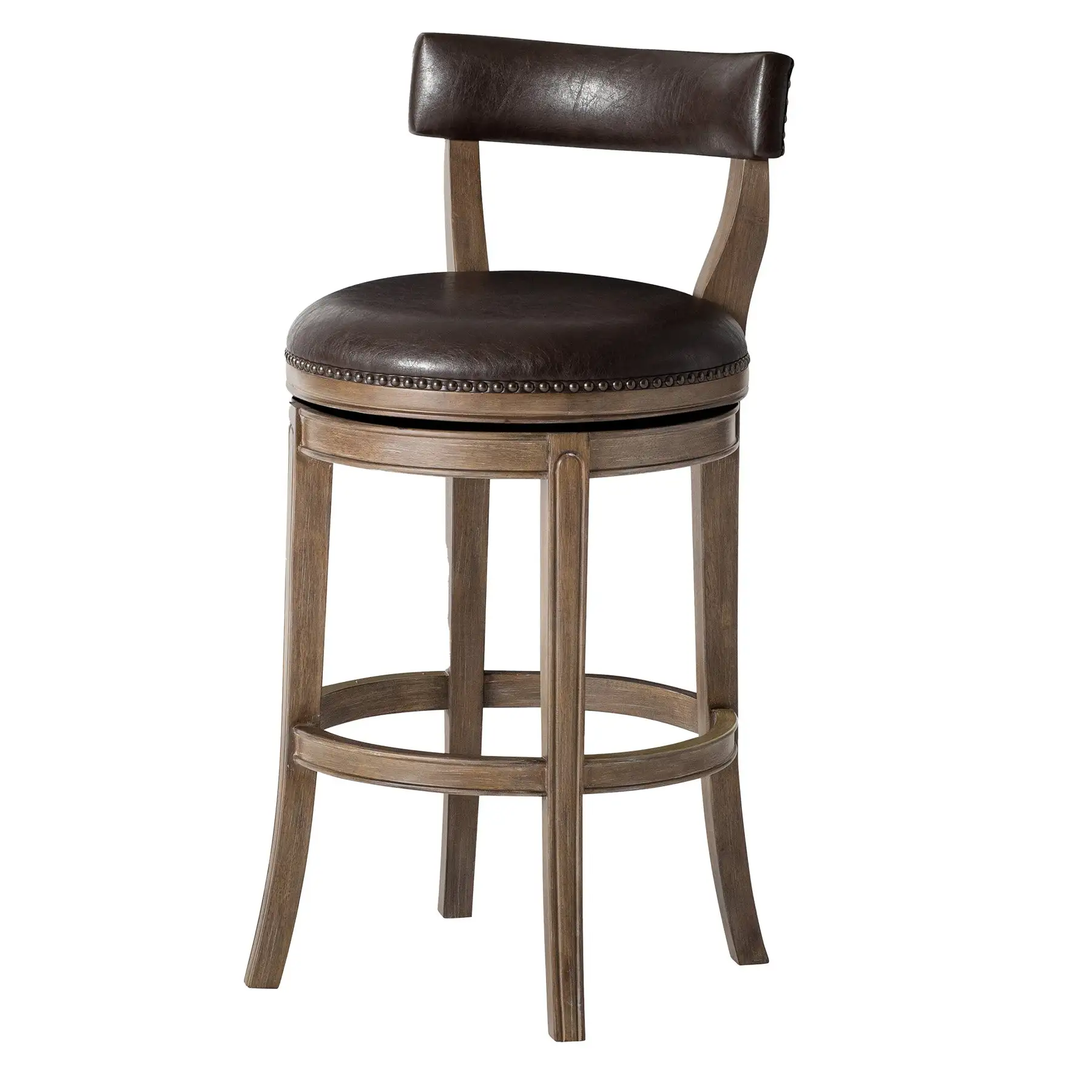 Maven Lane Alexander Bar Stool in Walnut Finish w/ Marksman Saddle Vegan Leather