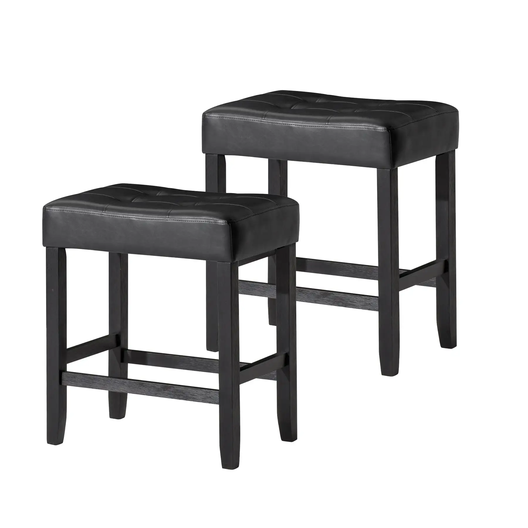 Carte: A La Carte Home Harper Counter Stool, Rustic Black Wood Finish, Set of 2