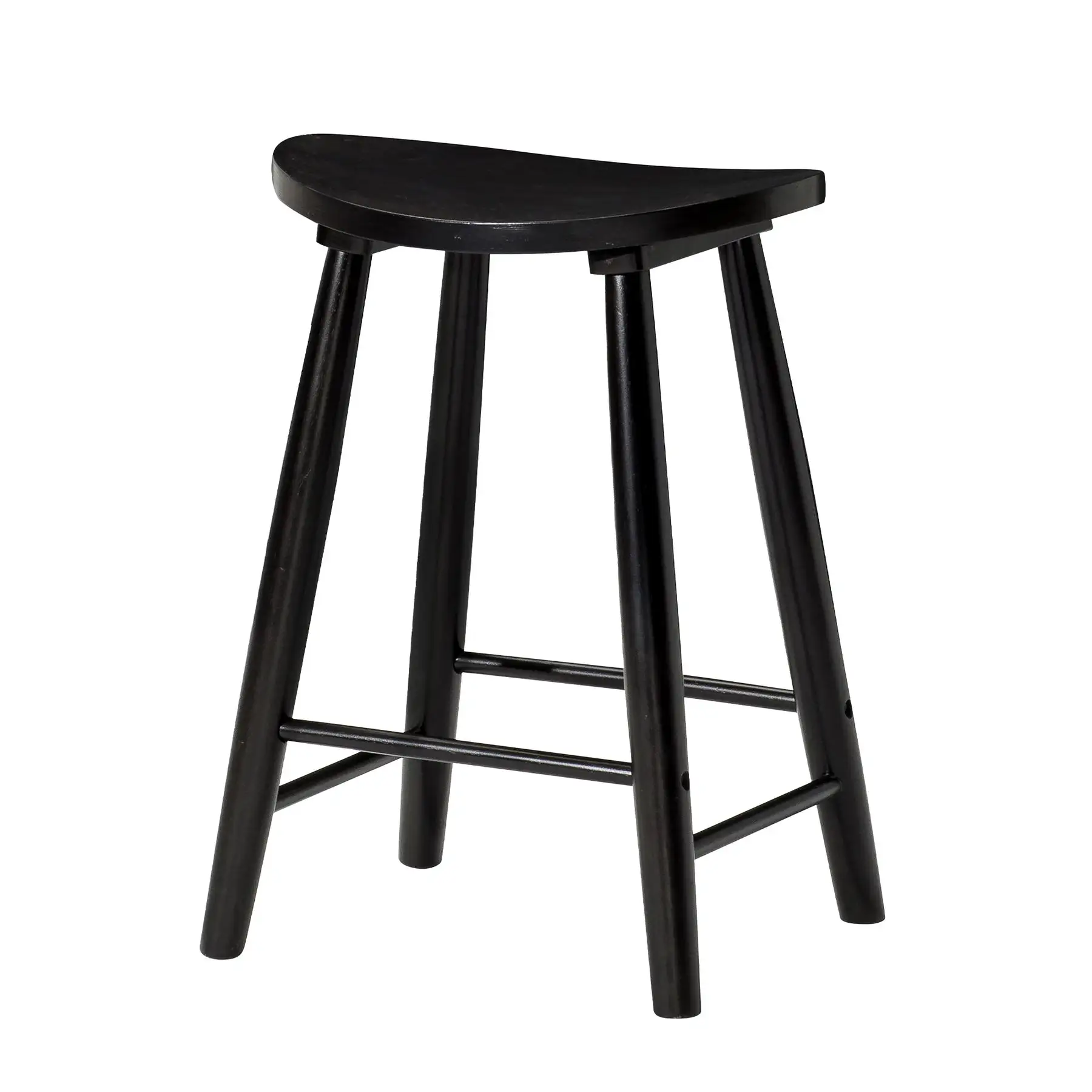 Maven Lane Luna Counter Stool in Rustic Black Wood Finish