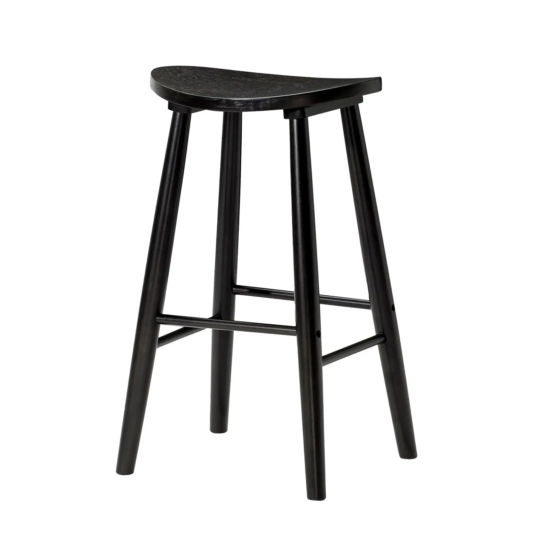 Maven Lane Luna Bar Stool in Rustic Black Wood Finish