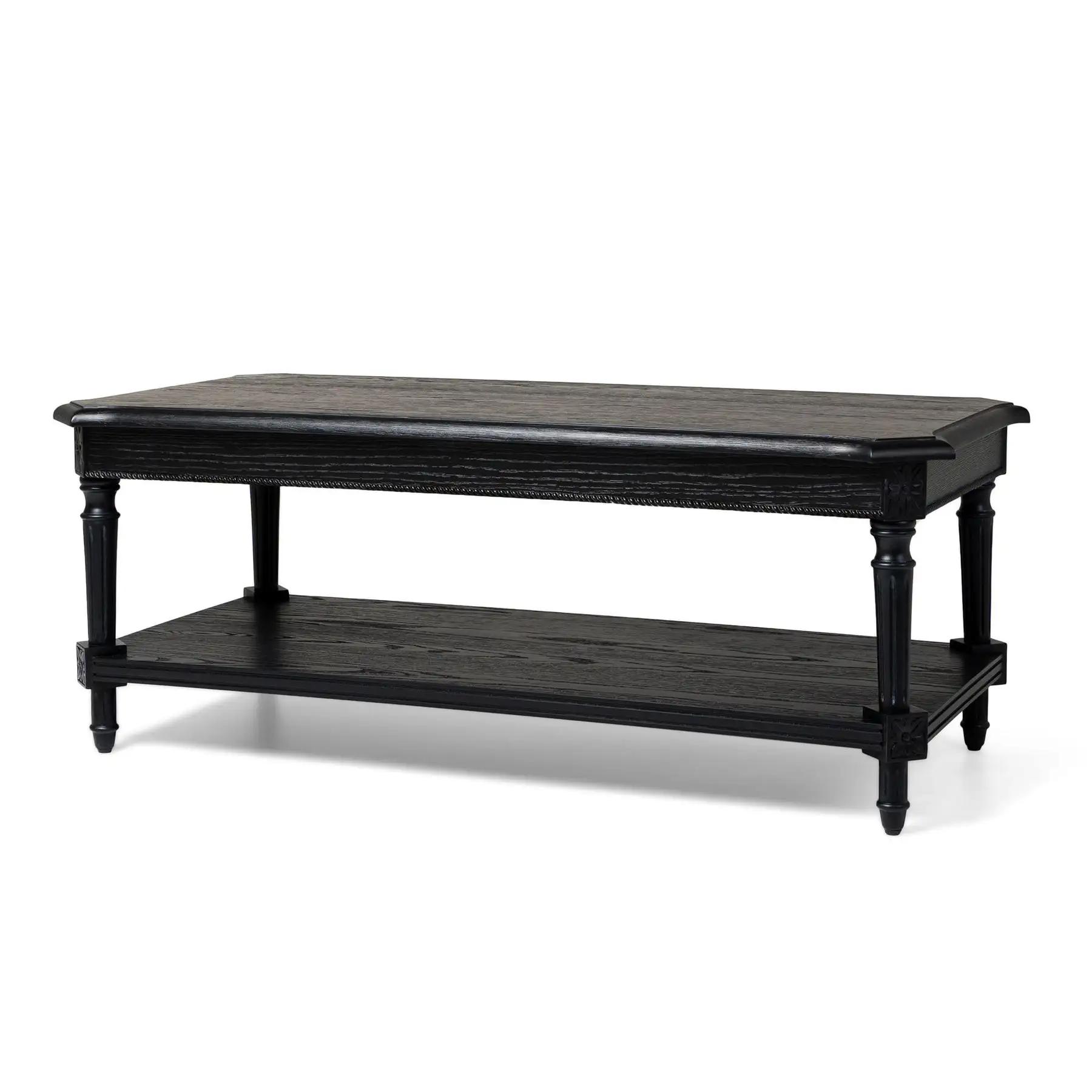 Maven Lane Pullman Traditional Rectangular Wooden Coffee Table, Antiqued Black