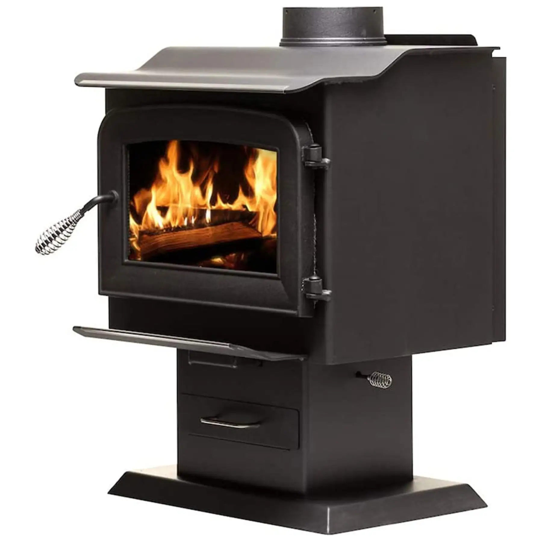 Ashley Hearth Products 1,200 Square Feet 68,000 BTUs Pedestal Wood Stove, Black