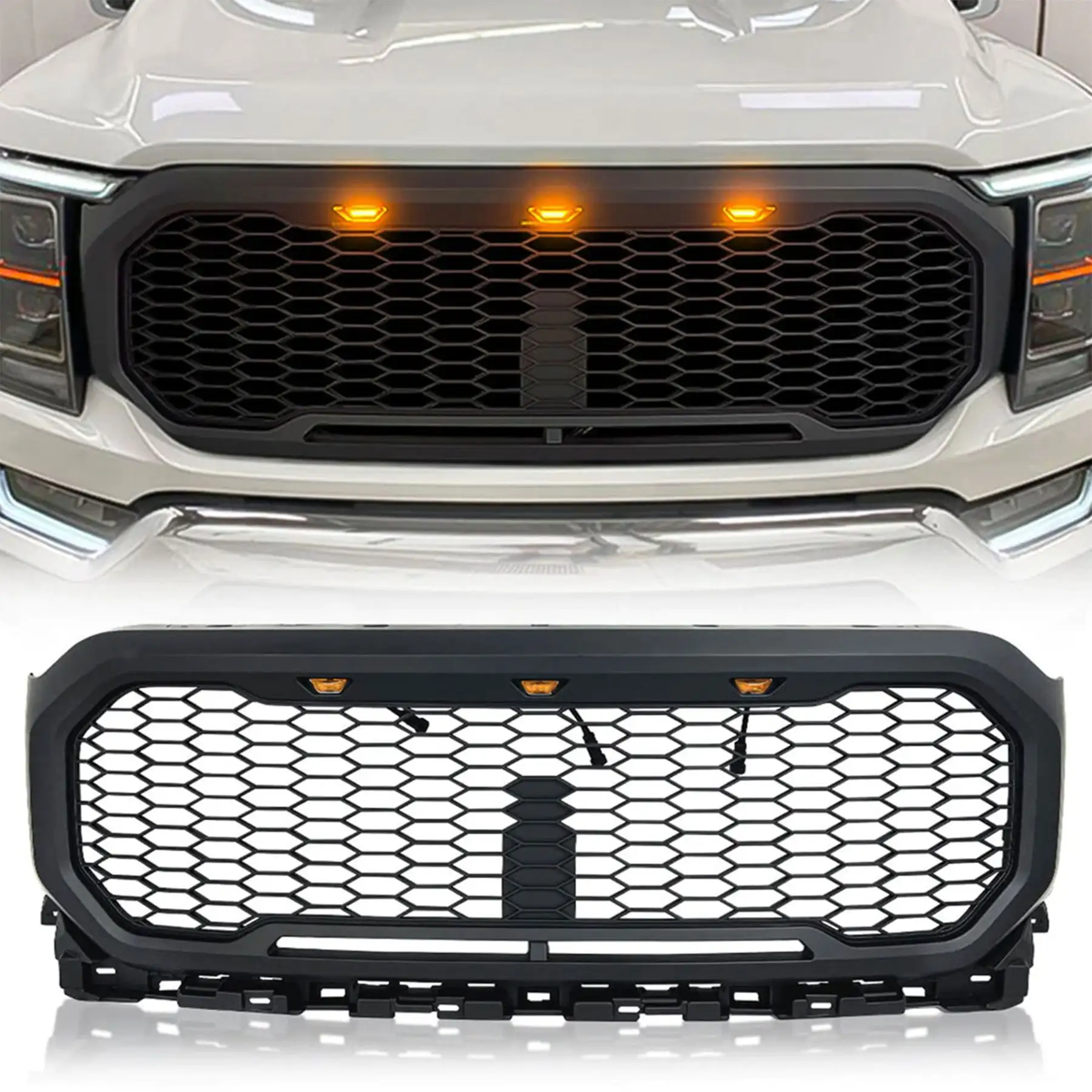 thumbnail image 2 of AMERICAN MODIFIED Raptor Style Mesh Grille – 2009-2014 Ford F150, Black W/ Turn Lights 2 of 5