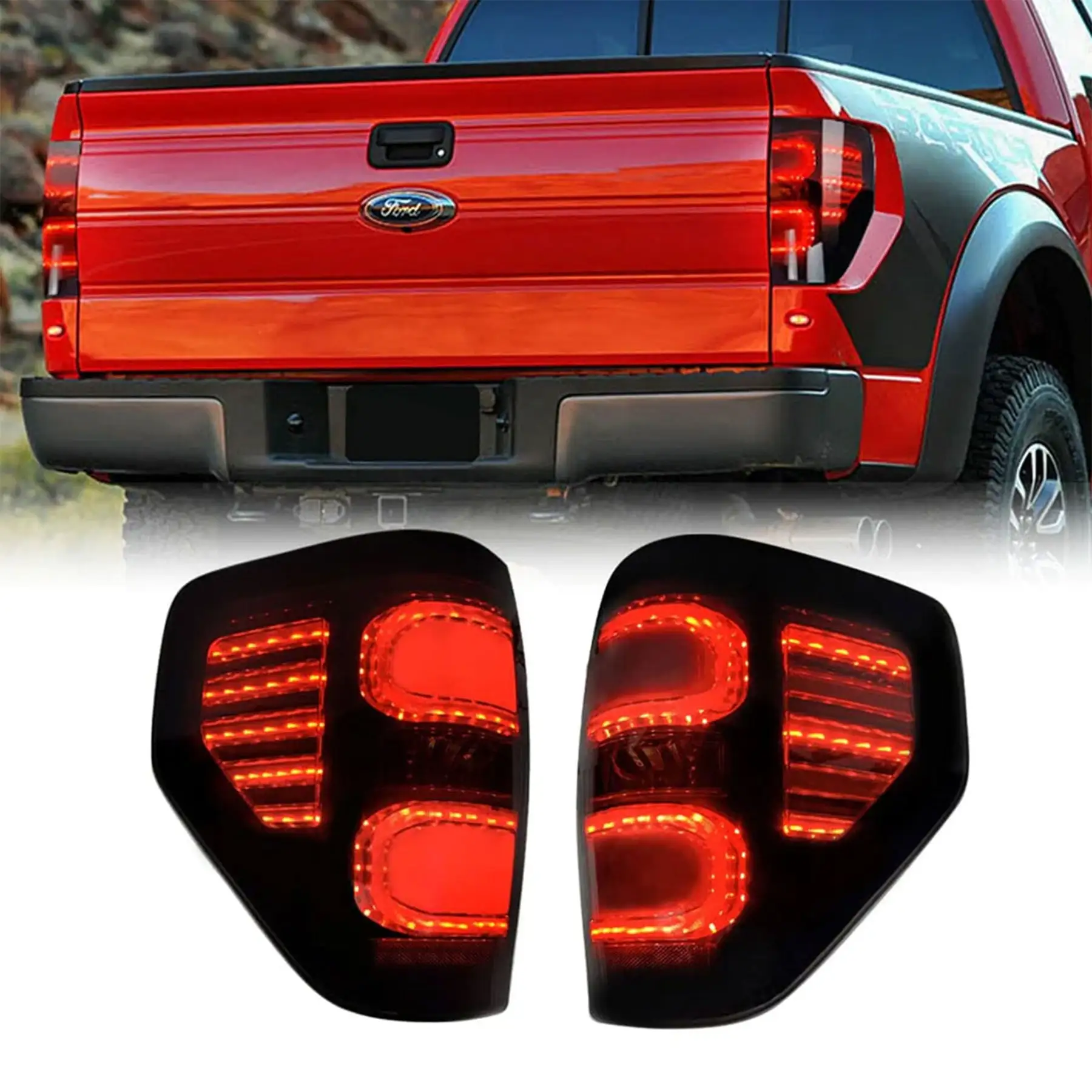 AMERICAN MODIFIED Smoked LED Tail Lights with Turn Signal for 09-14 Ford F150