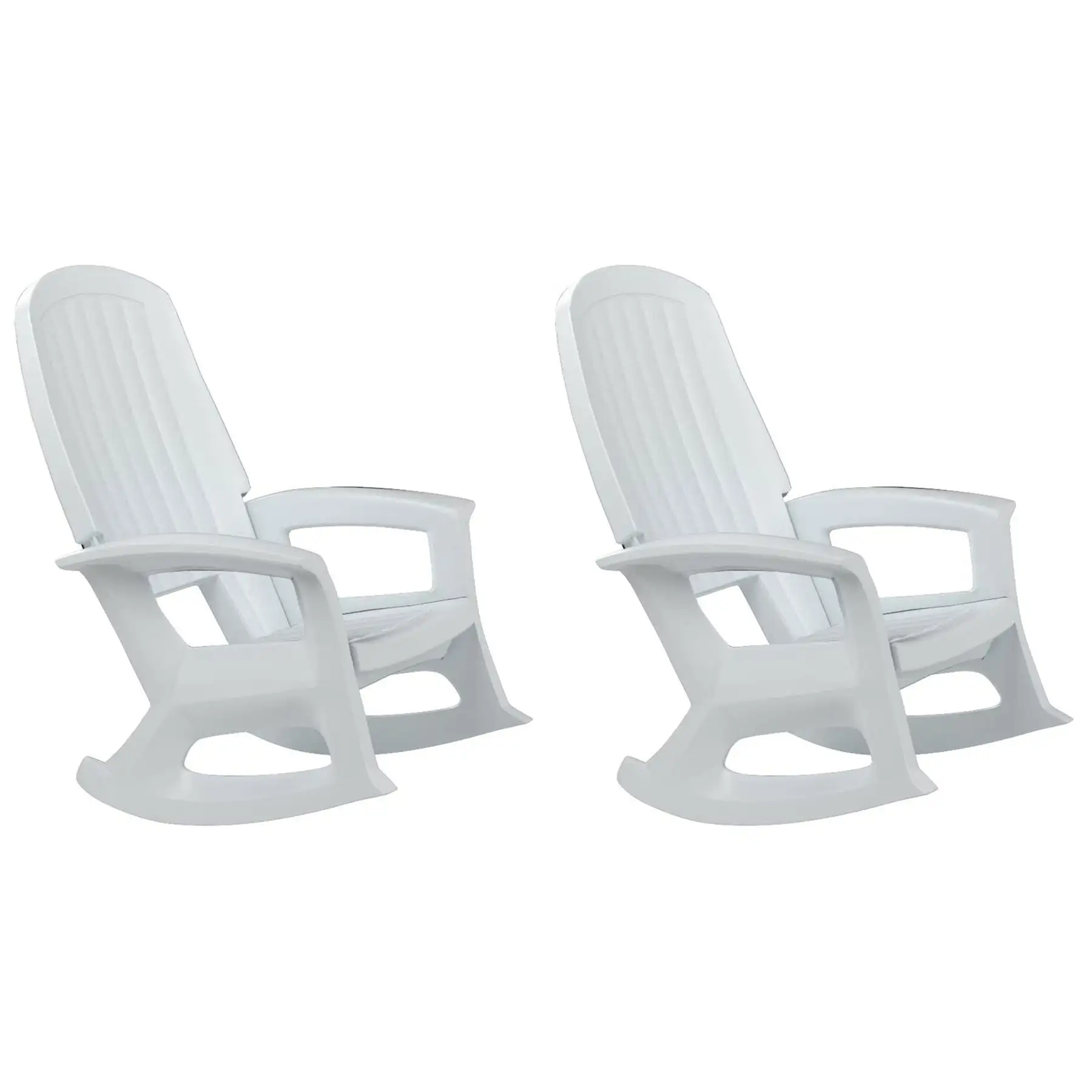 Semco Rockaway Heavy Duty All Weather Outdoor Rocking Chair, White (2 Pack)