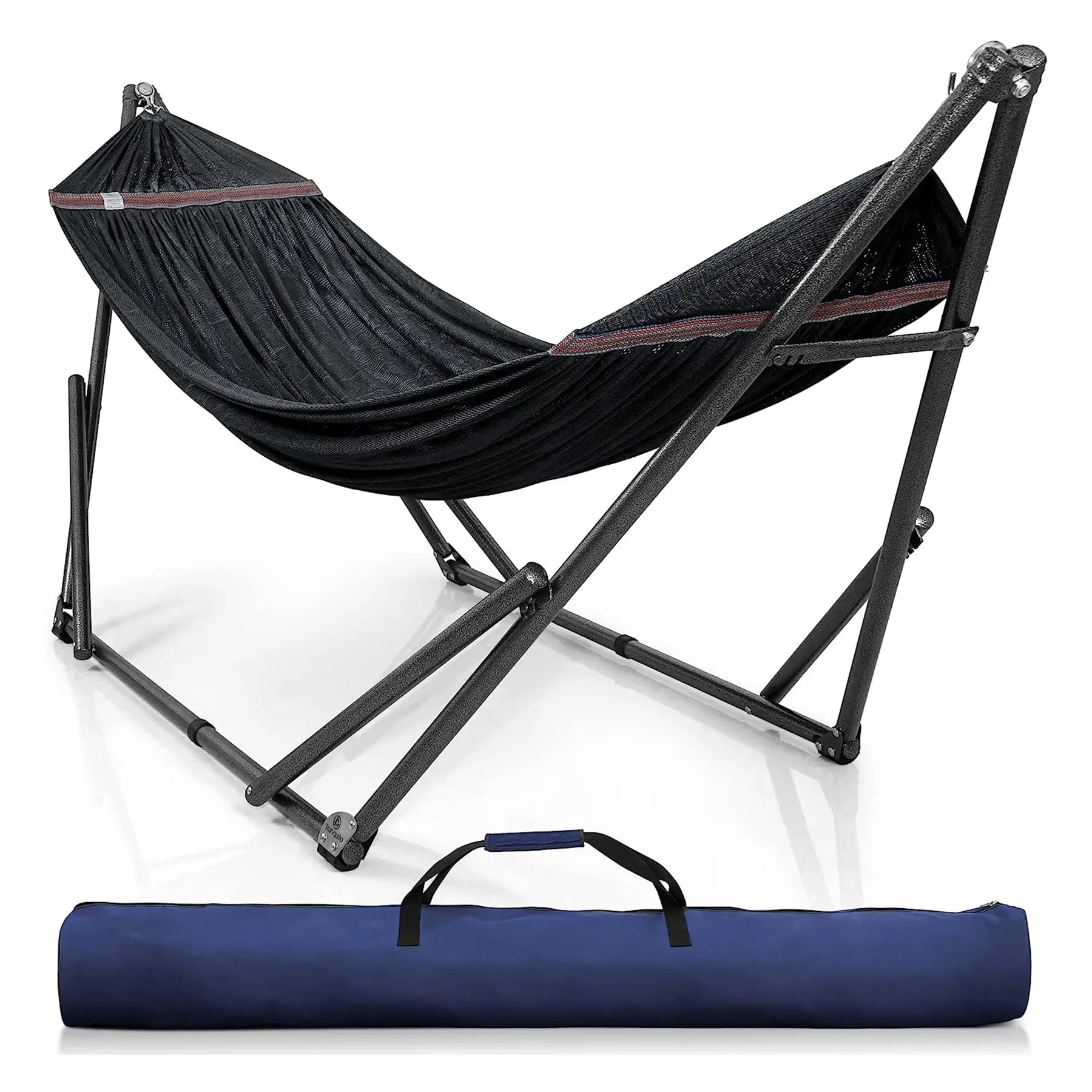 Tranquillo Universal 106.5" Double Hammock with Adjustable Stand and Bag, Black