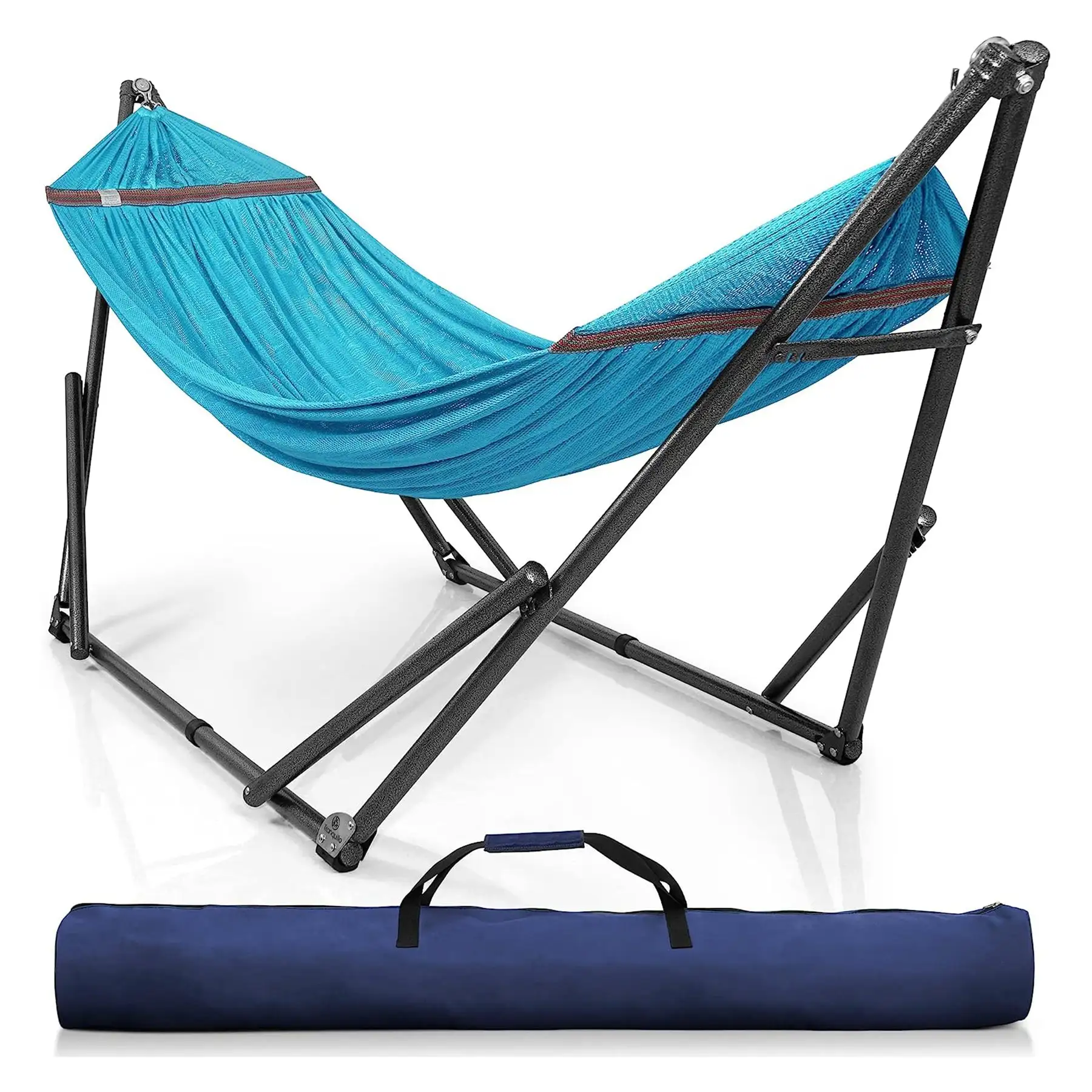 Tranquillo Universal 106.5" Double Hammock with Adjustable Stand and Bag, Sky