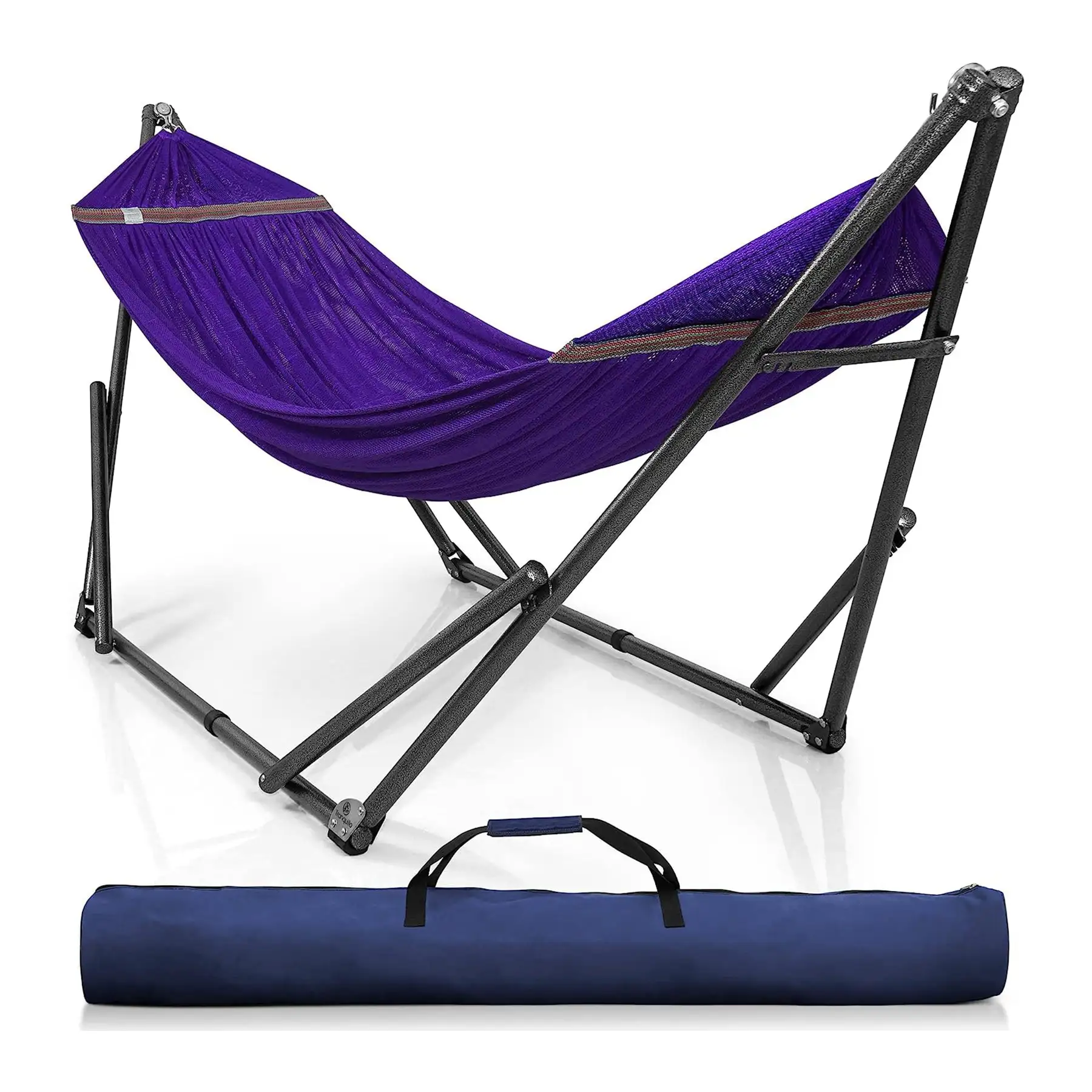 Tranquillo Universal 106.5" Double Hammock with Adjustable Stand and Bag, Purple