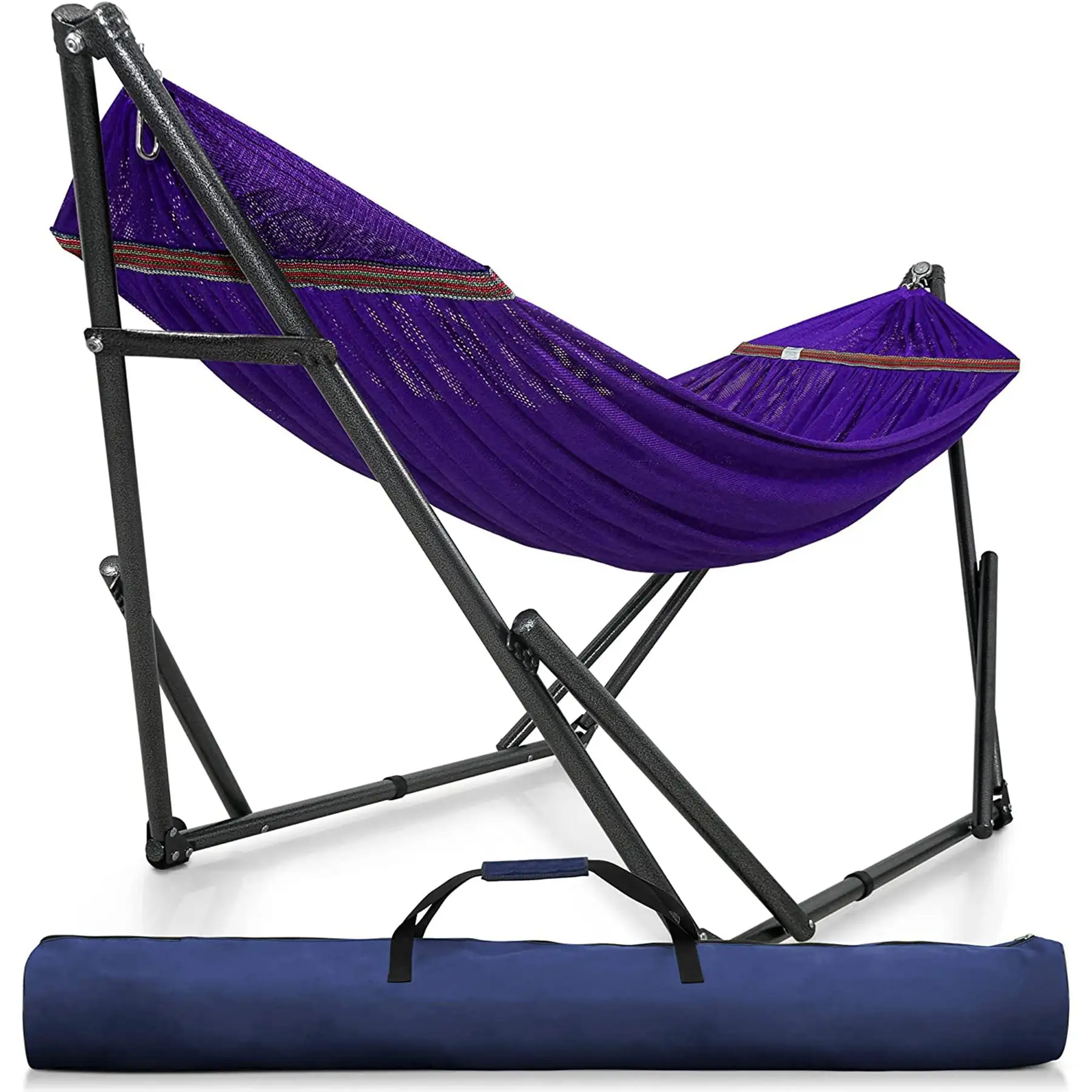 Tranquillo Universal 116" Double Hammock with Adjustable Stand and Bag, Purple