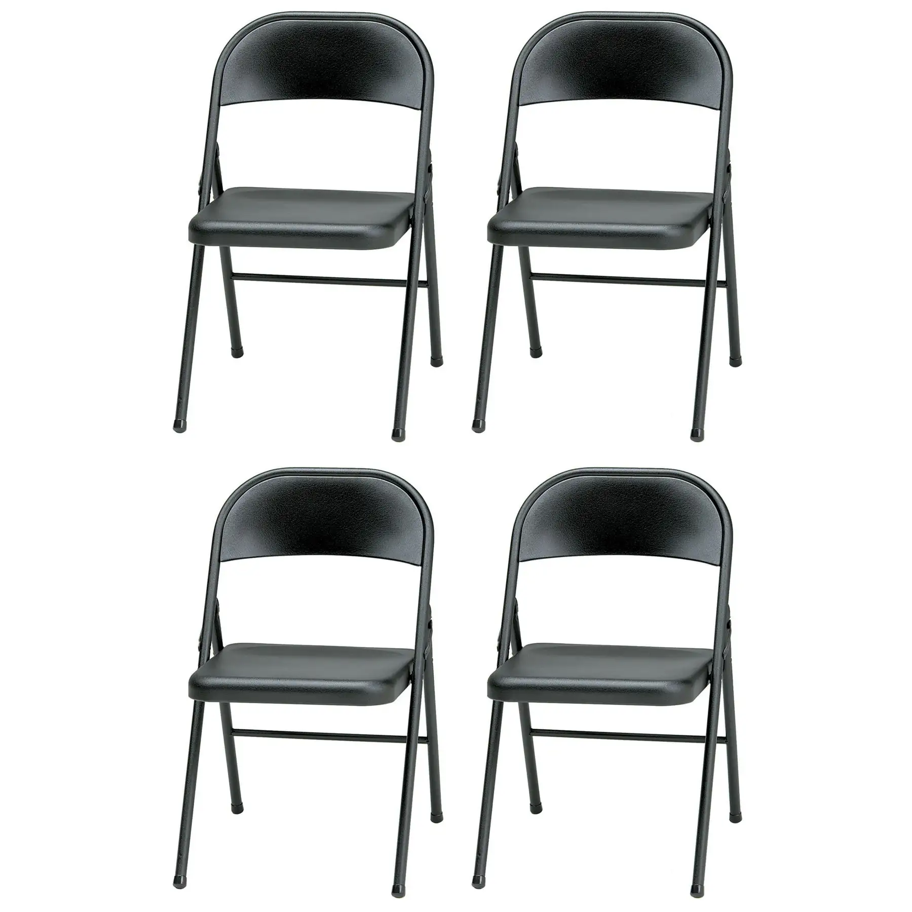 MECO Sudden Comfort All Steel Indoor Outdoor Folding Chair Set, Black (Set of 4)