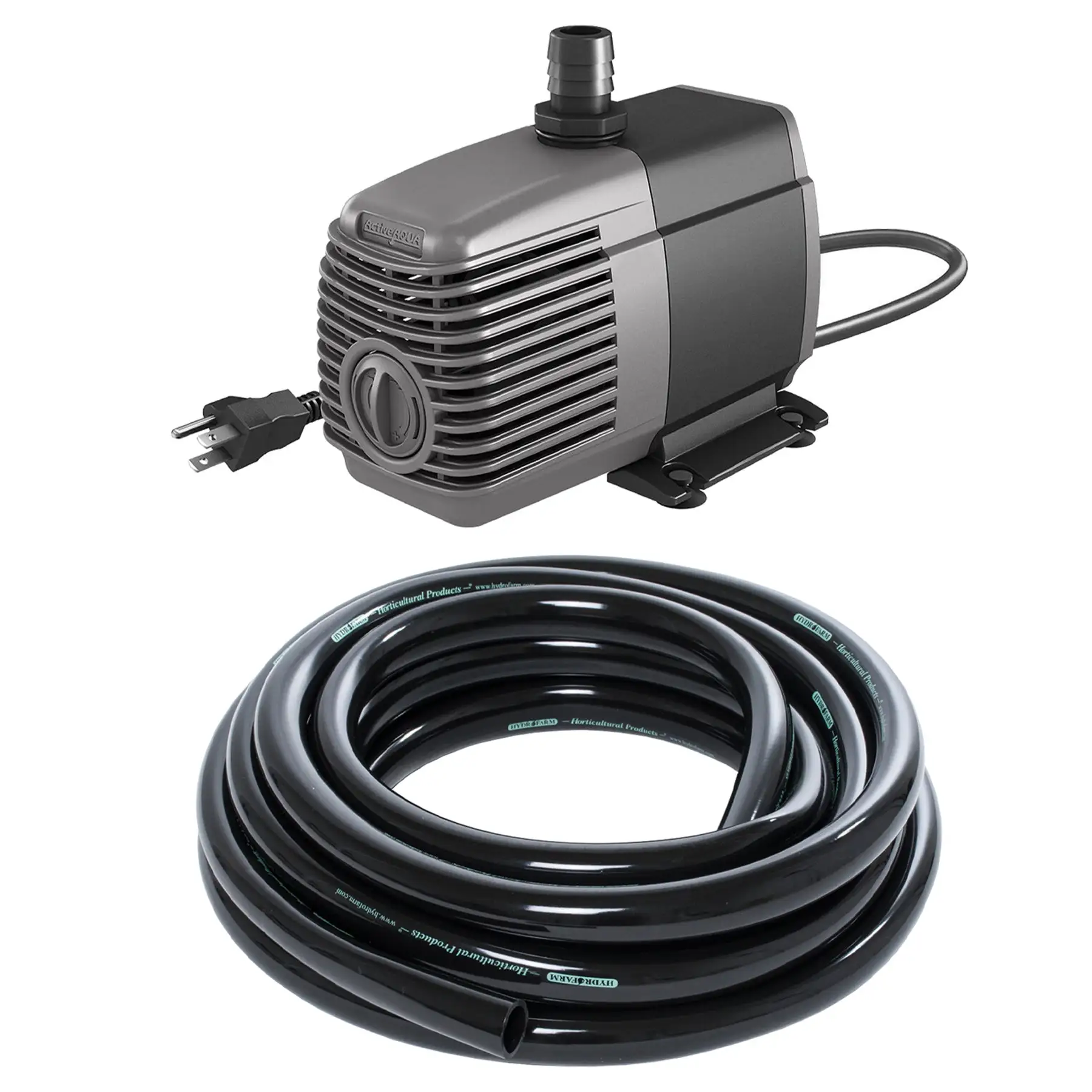 Active Aqua 1000 GPH Submersible Water Pump and 25 Foot Vinyl Irrigation Tubing