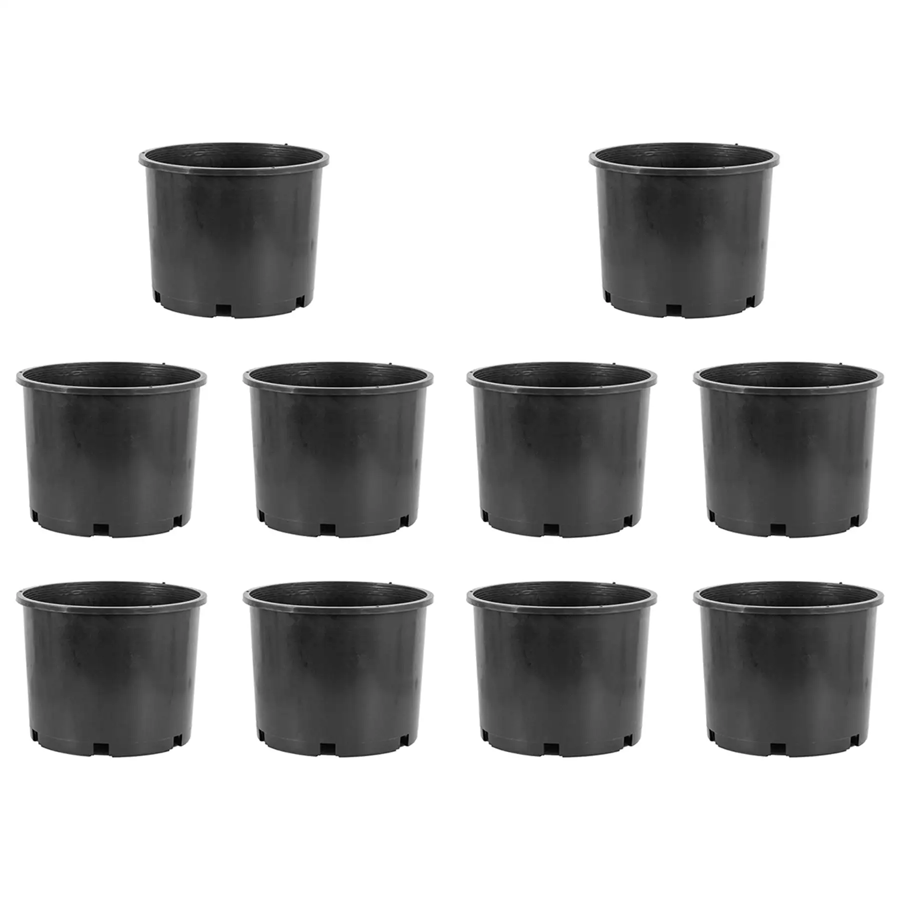 Pro Cal 7 Gallon Round Wide Rim Durable Plastic Plant Nursery Pot, (10 Pack)