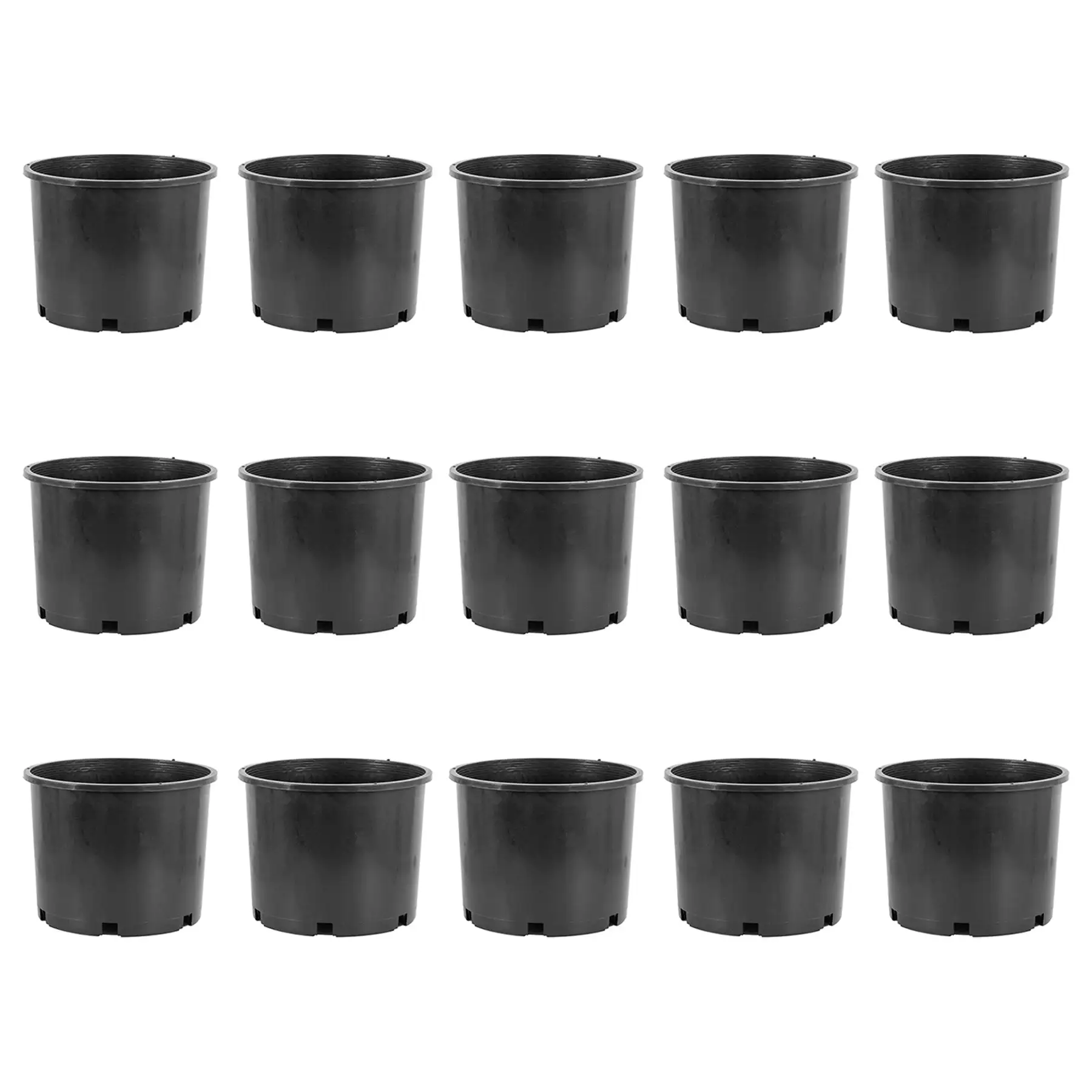 Pro Cal 7 Gallon Round Wide Rim Durable Plastic Plant Nursery Pot, (15 Pack)