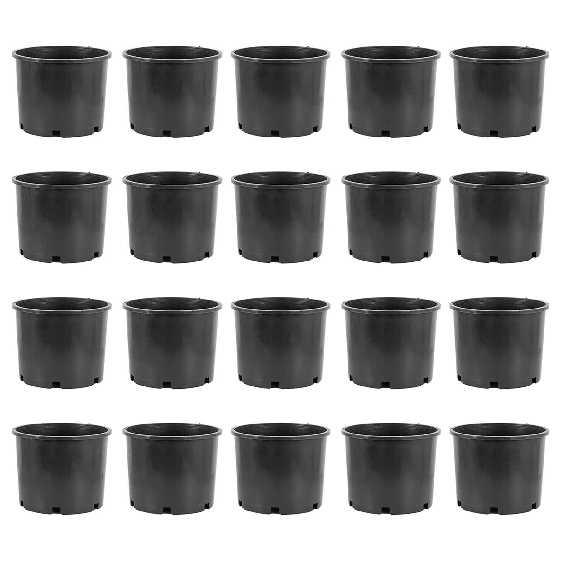 Pro Cal 7 Gallon Round Wide Rim Durable Plastic Plant Nursery Pot, (20 Pack)