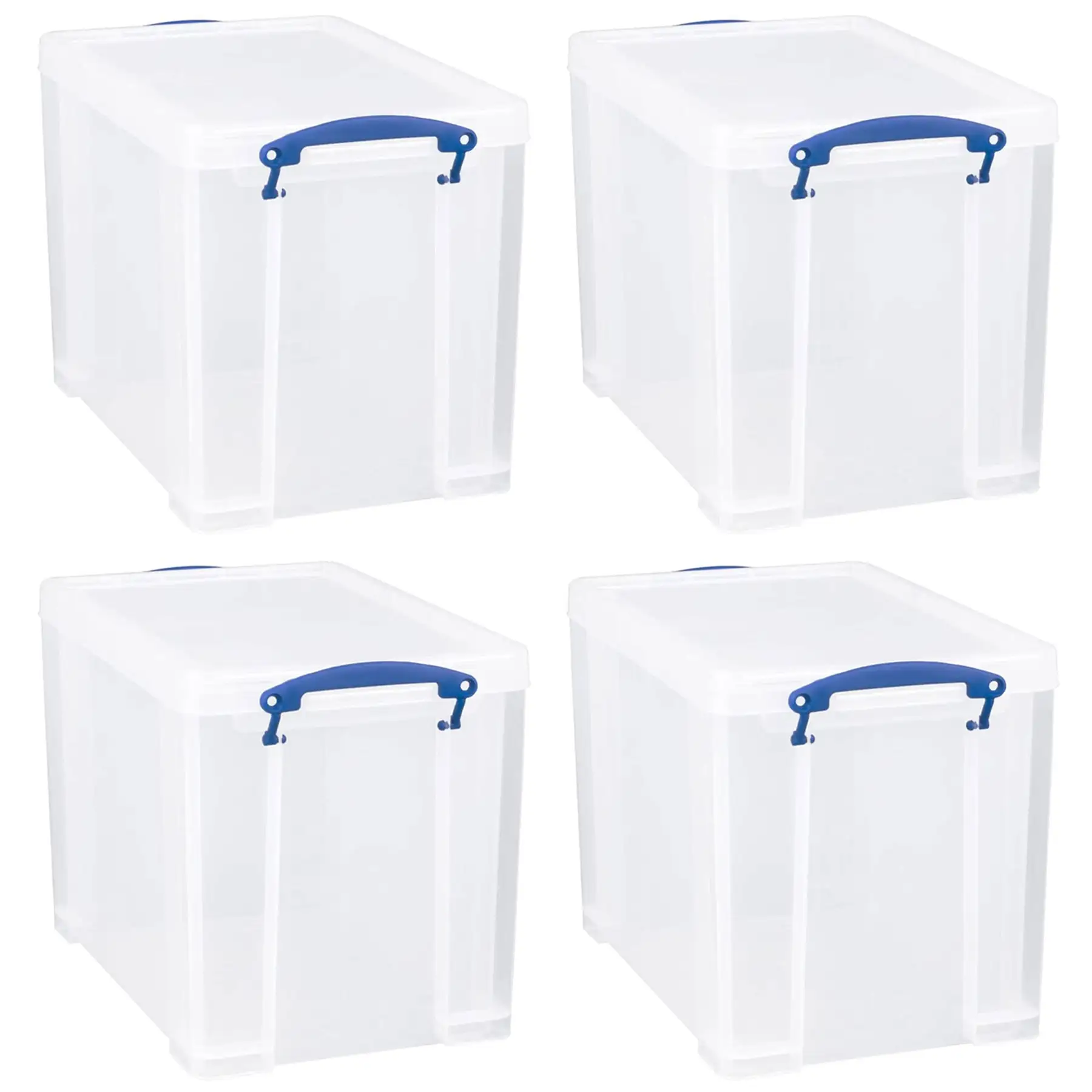 Really Useful Box 19L Storage Container with Lid and Clip Lock Handles, (4 Pack)