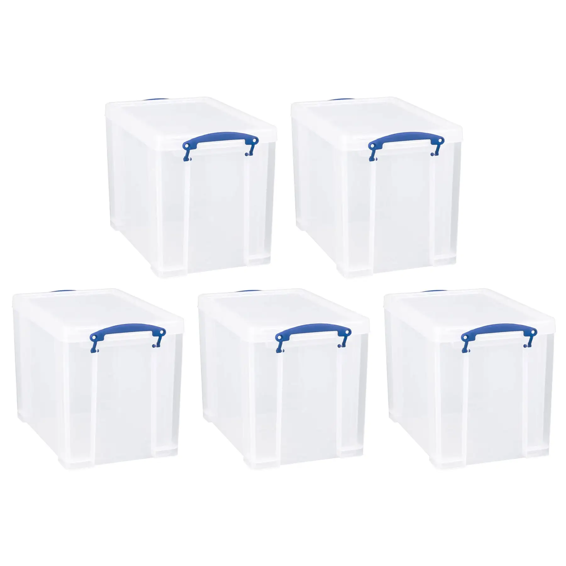 Really Useful Box 19L Storage Container with Lid and Clip Lock Handles, (5 Pack)