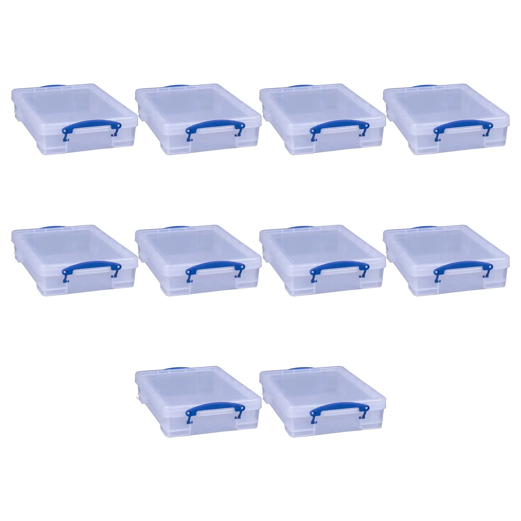 Really Useful Box 4L Storage Container with Lid and Clip Lock Handles, (10 Pack)